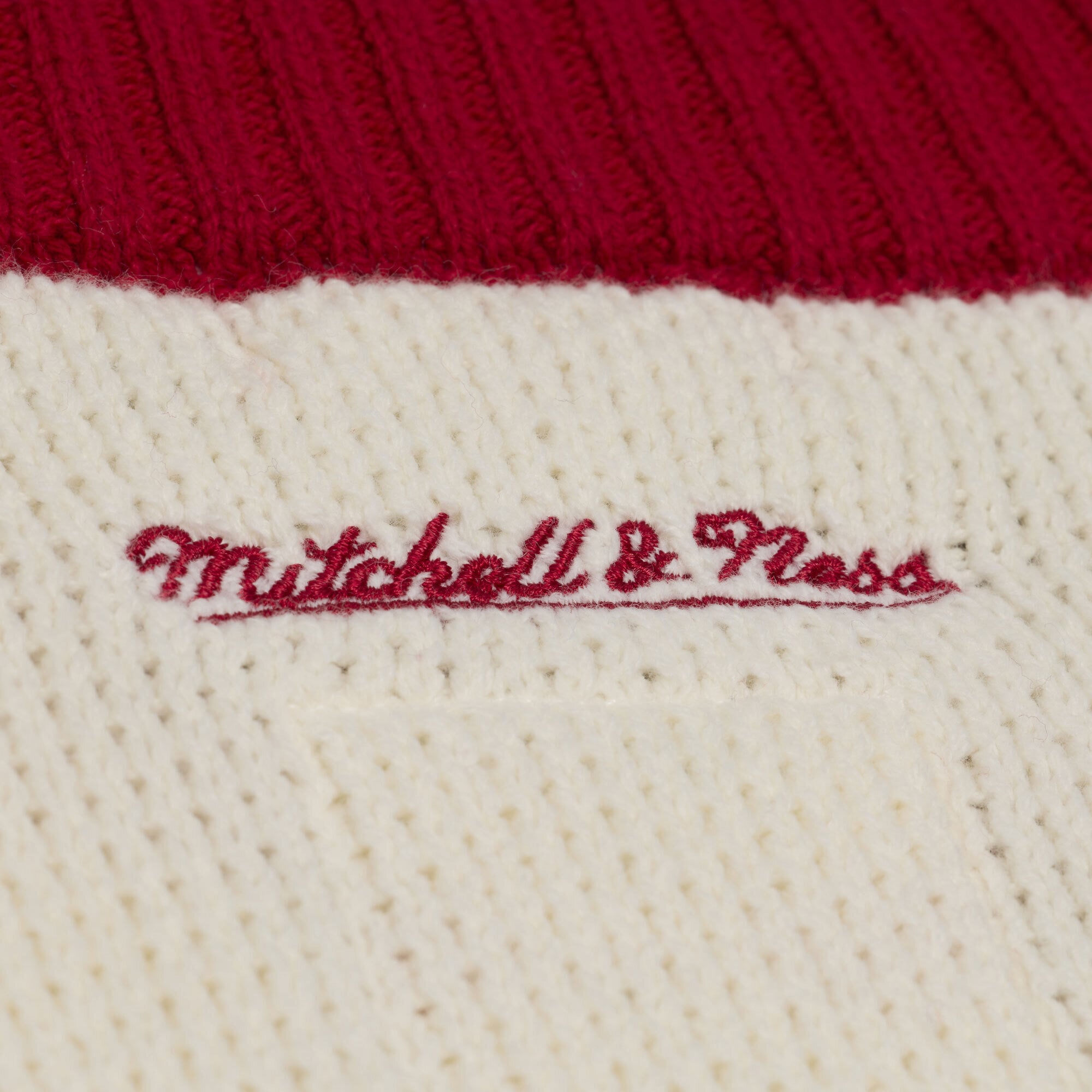 Women's Mitchell & Ness Cream/Red Kansas City Chiefs Retro Roots V-Neck Sweater