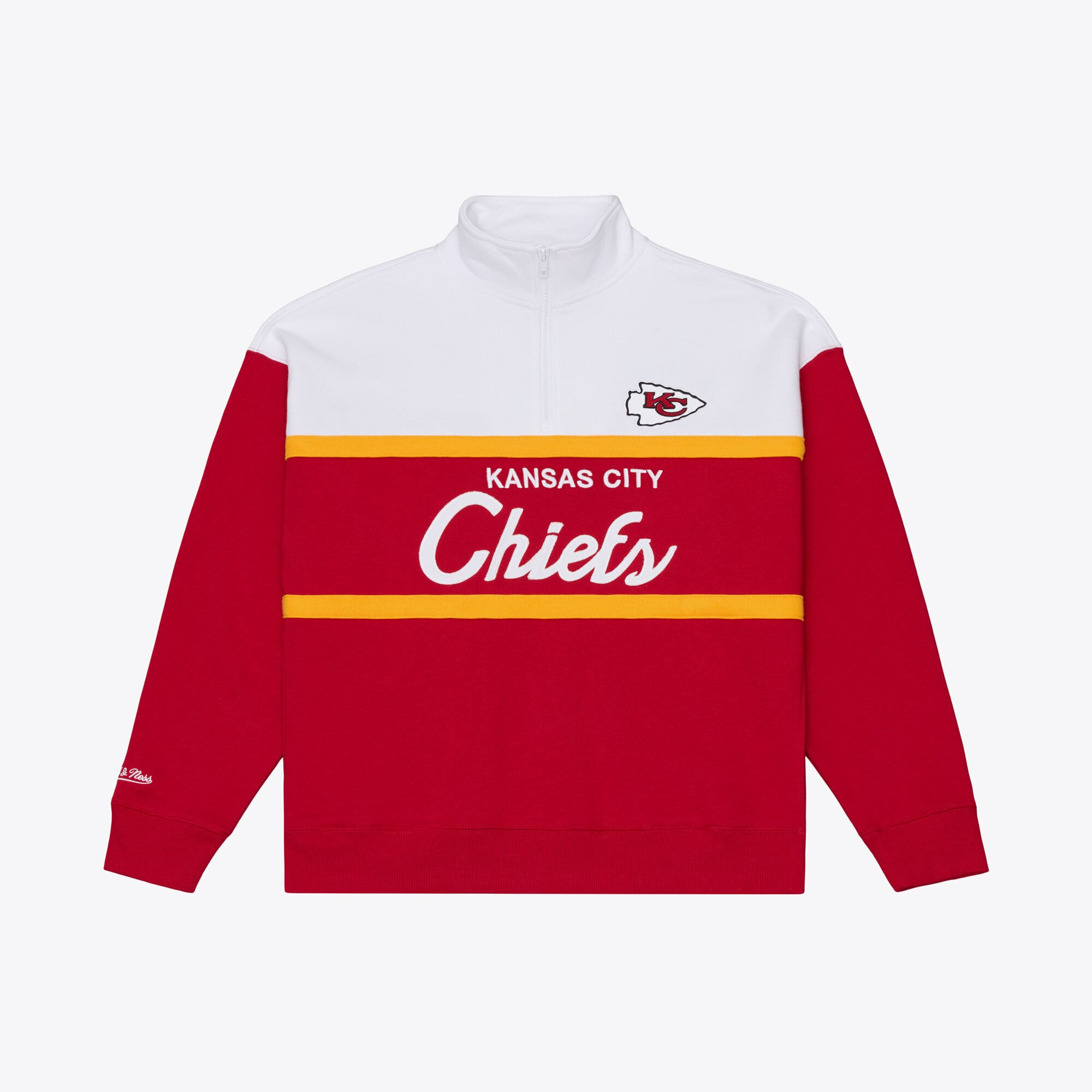 Pull à col zippé Mitchell & Ness rouge Kansas City Chiefs pour femme