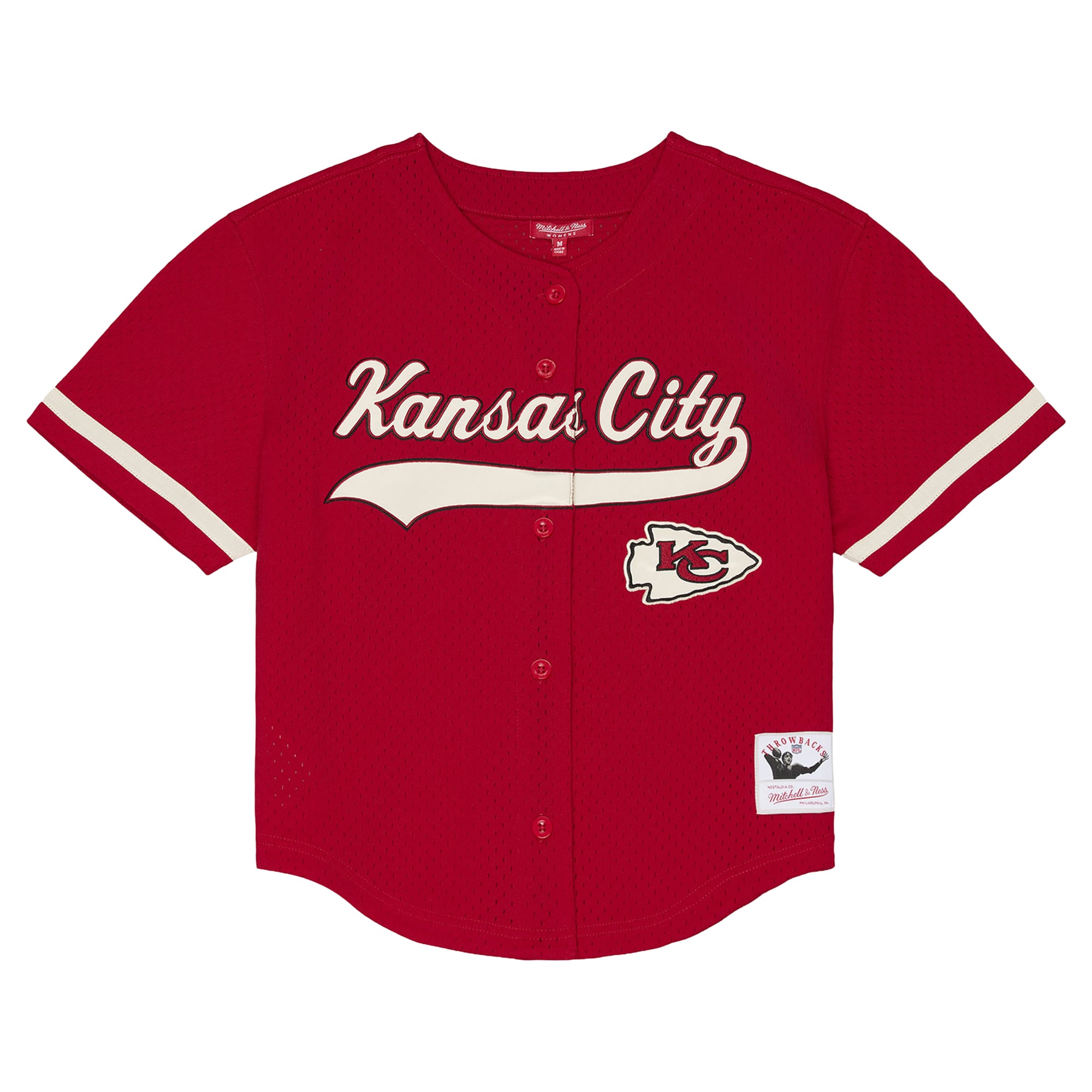 Women's Mitchell & Ness Red Kansas City Chiefs Plus Retro Roots Baseball Jersey