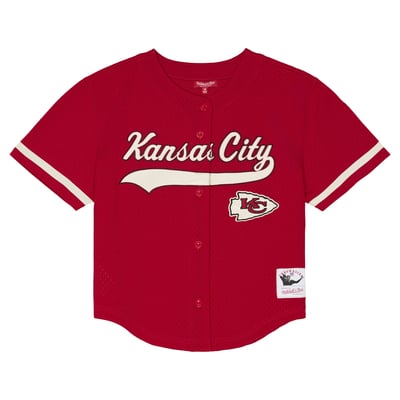Kansas City Chiefs Mitchell & Ness Women's Plus Size Retro Roots Baseball Jersey - Red