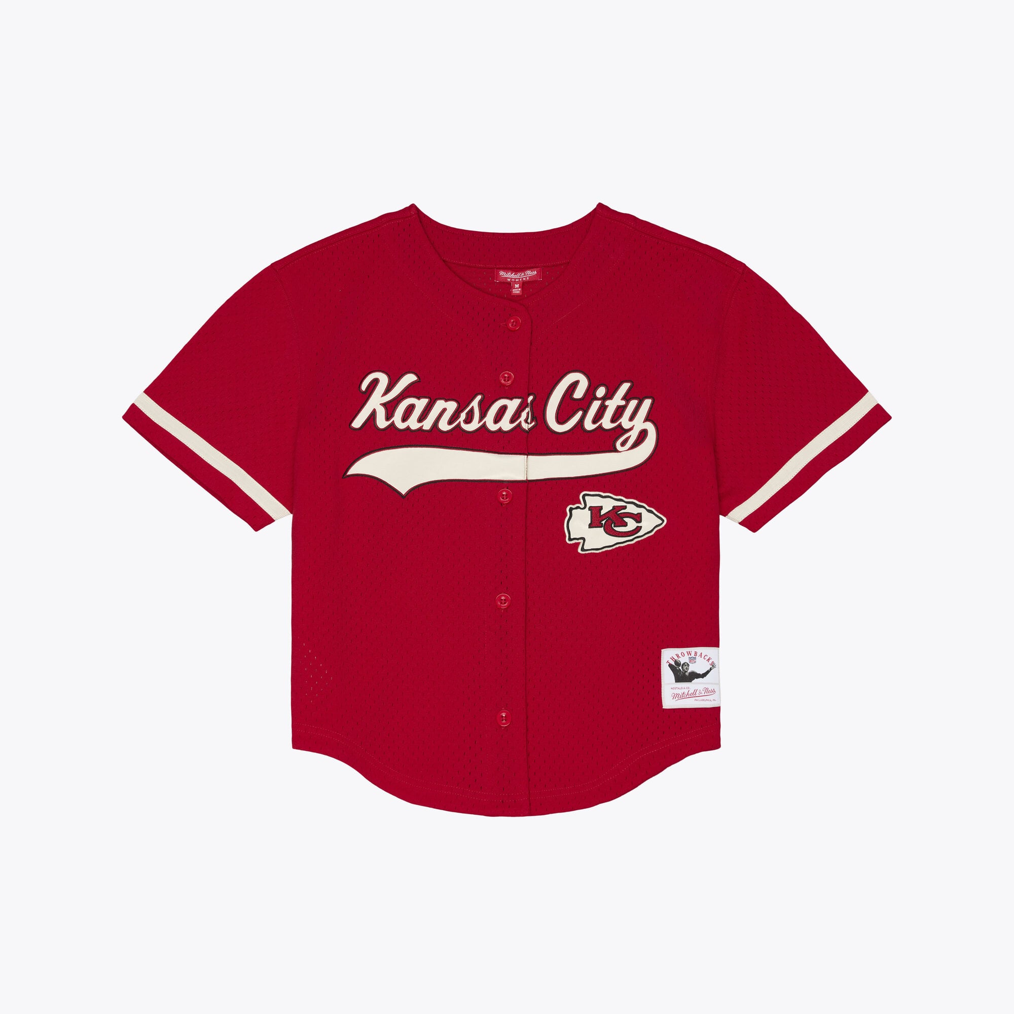 Maillot de baseball rétro Roots rouge Kansas City Chiefs pour femmes Mitchell & Ness