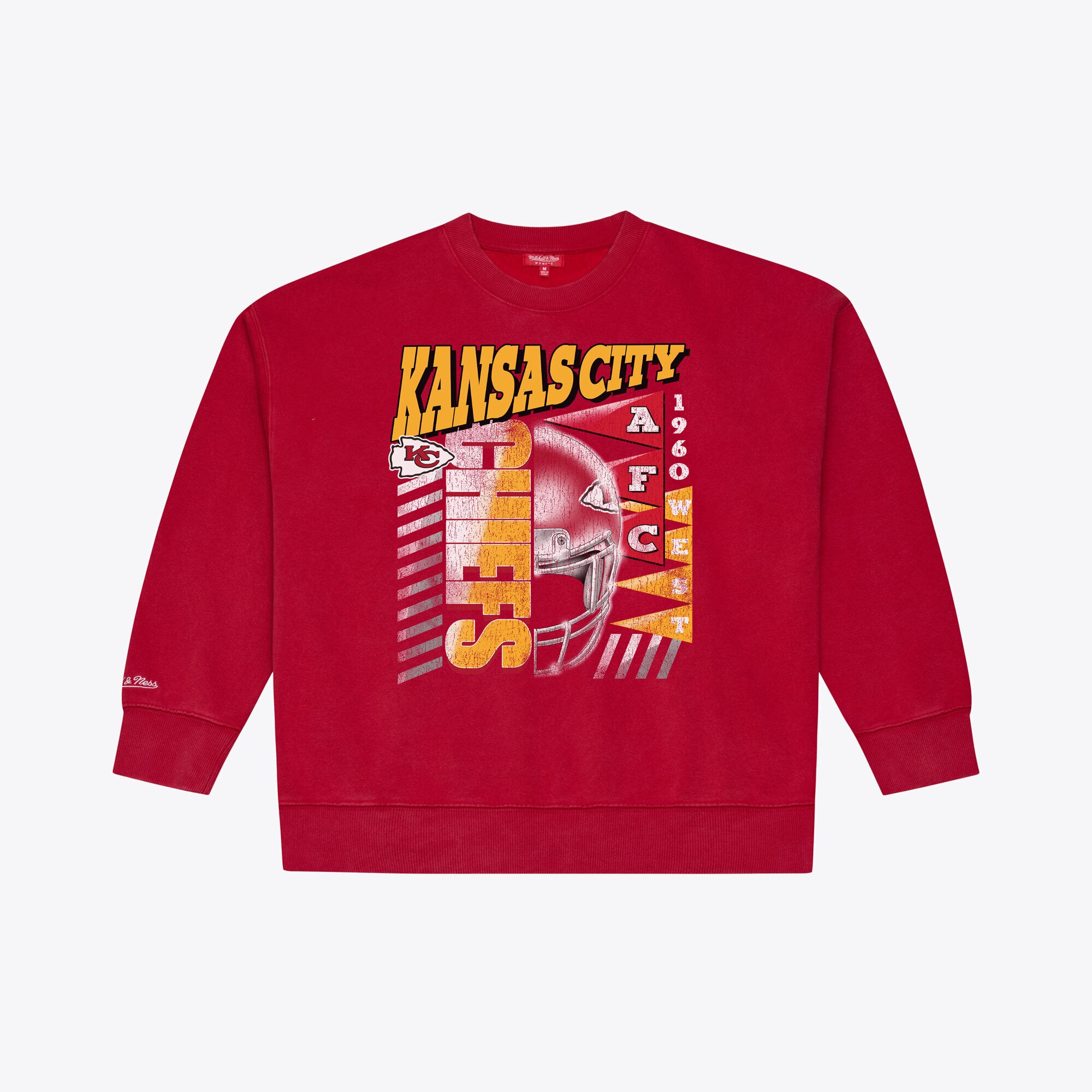 Sweat-shirt à col rond Mitchell & Ness rouge Kansas City Chiefs pour femme
