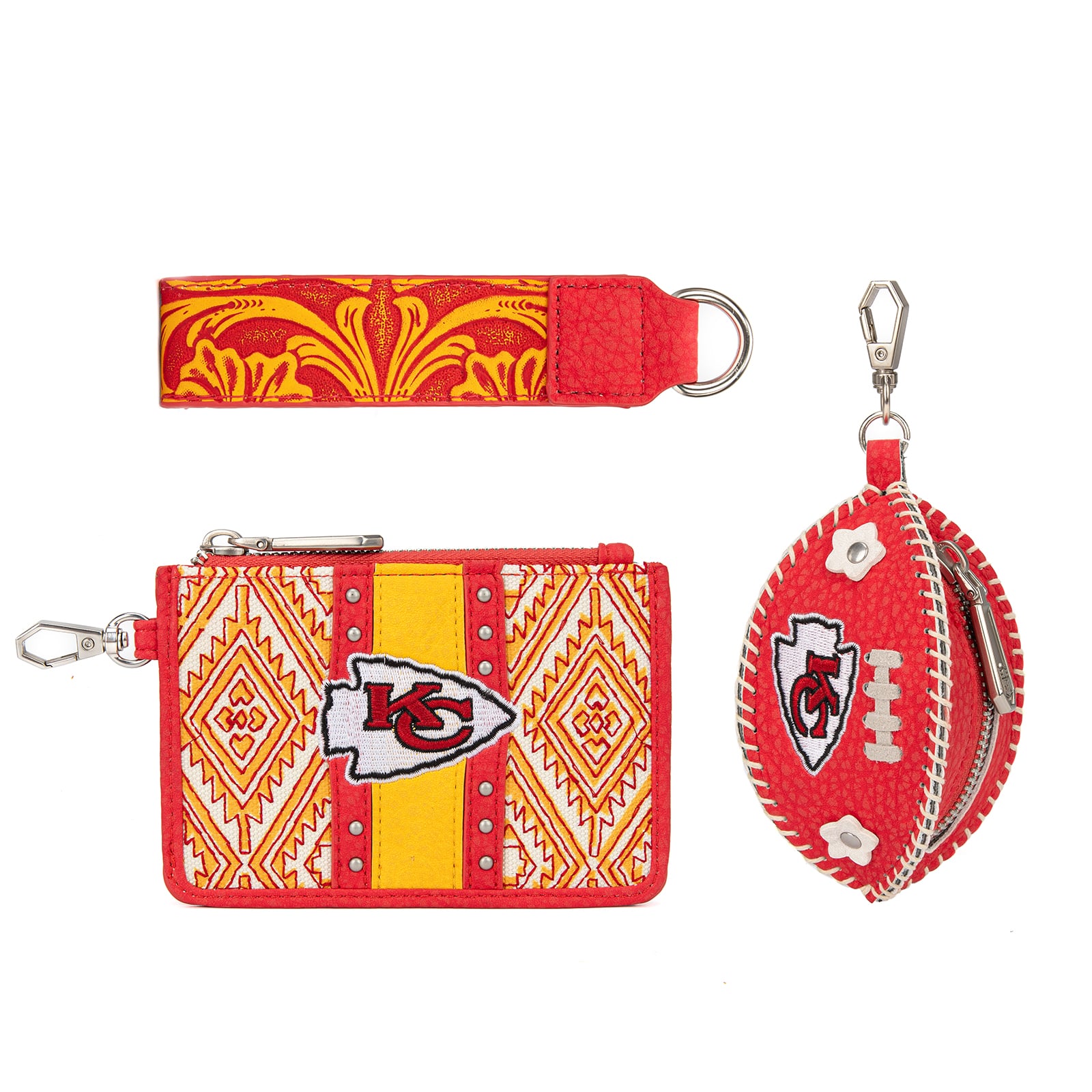 Portefeuille et bracelet porte-clés football Montana West Kansas City Chiefs pour femme