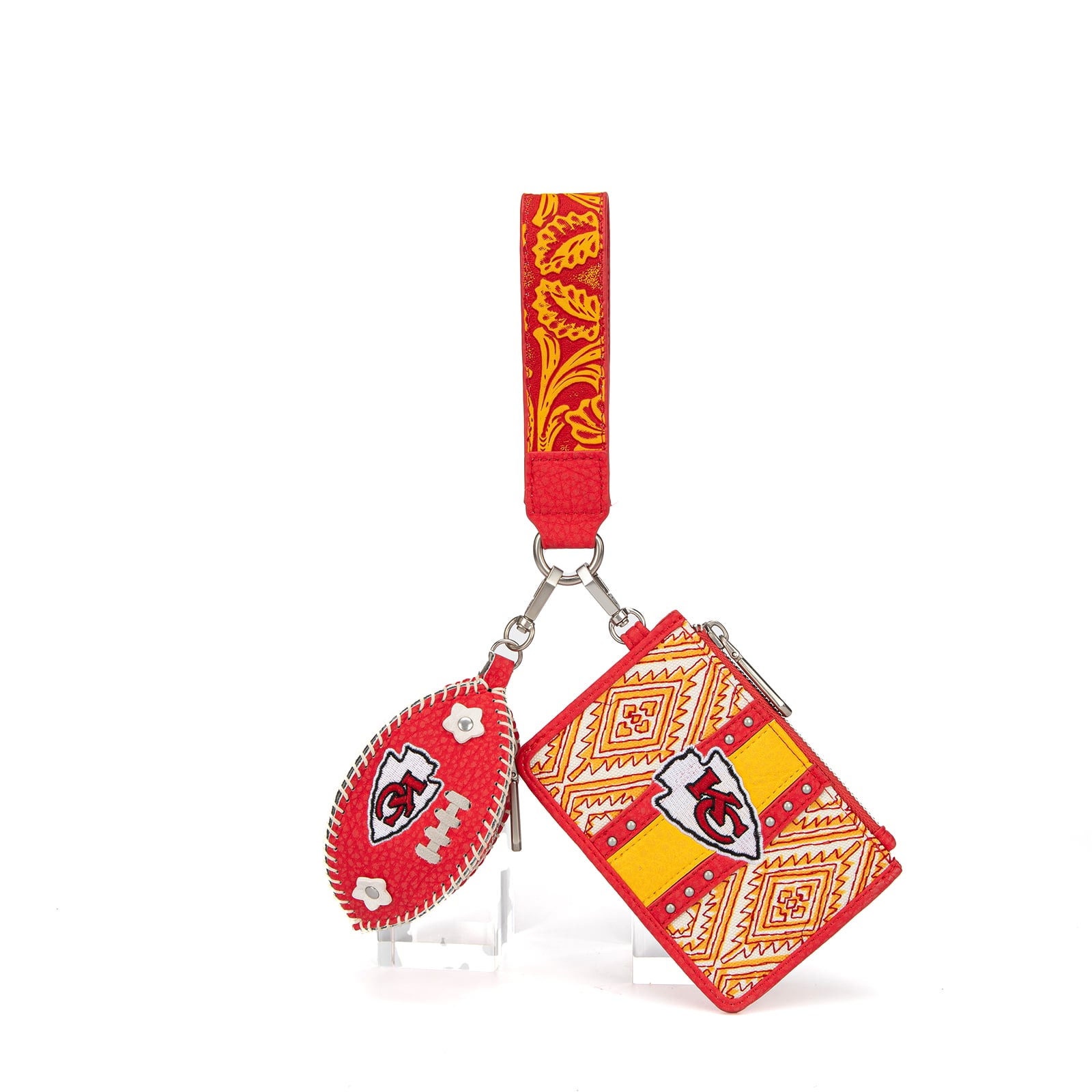 Portefeuille et bracelet porte-clés football Montana West Kansas City Chiefs pour femme
