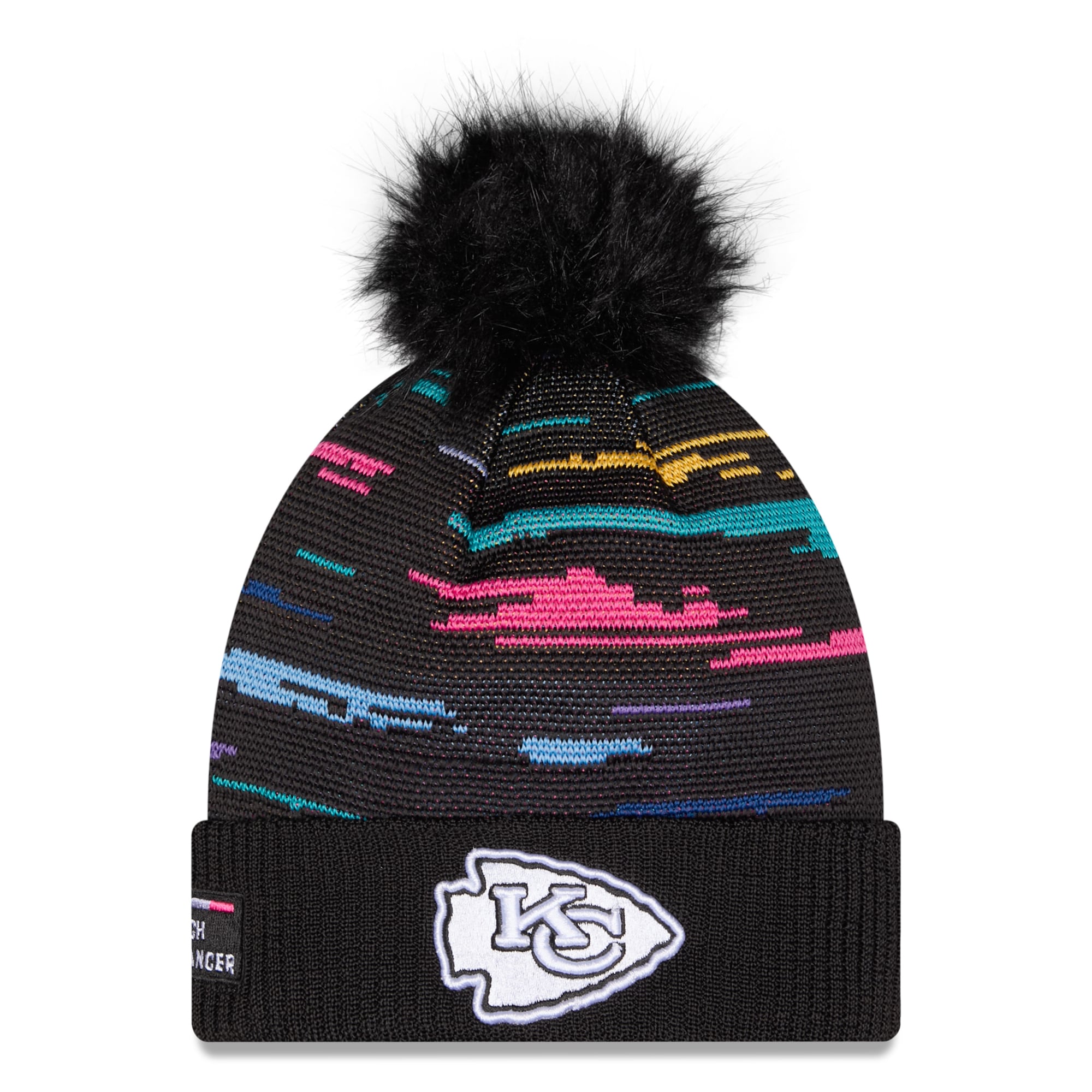 Women's New Era Black Kansas City Chiefs 2026 NFL Crucial Catch Cuffed Knit Hat with Pom