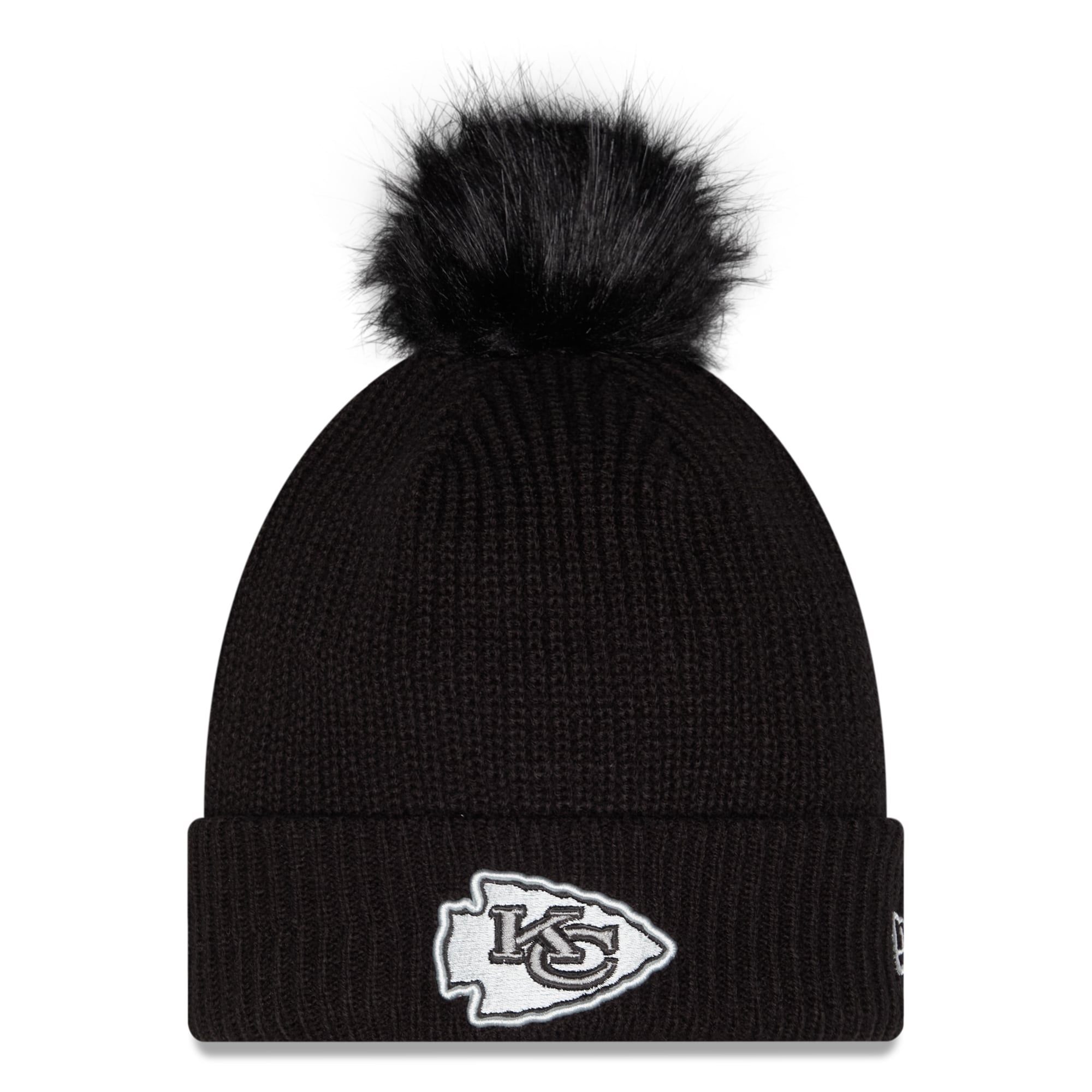 Bonnet à revers noir New Era Kansas City Chiefs 2026 Salute To Service pour femme, avec pompon
