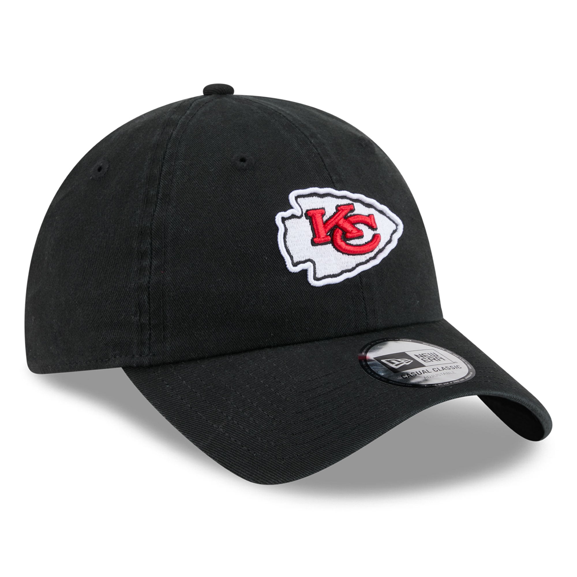 Casquette New Era noire pour femme, modèle rétro classique et décontractée des Kansas City Chiefs, ajustable