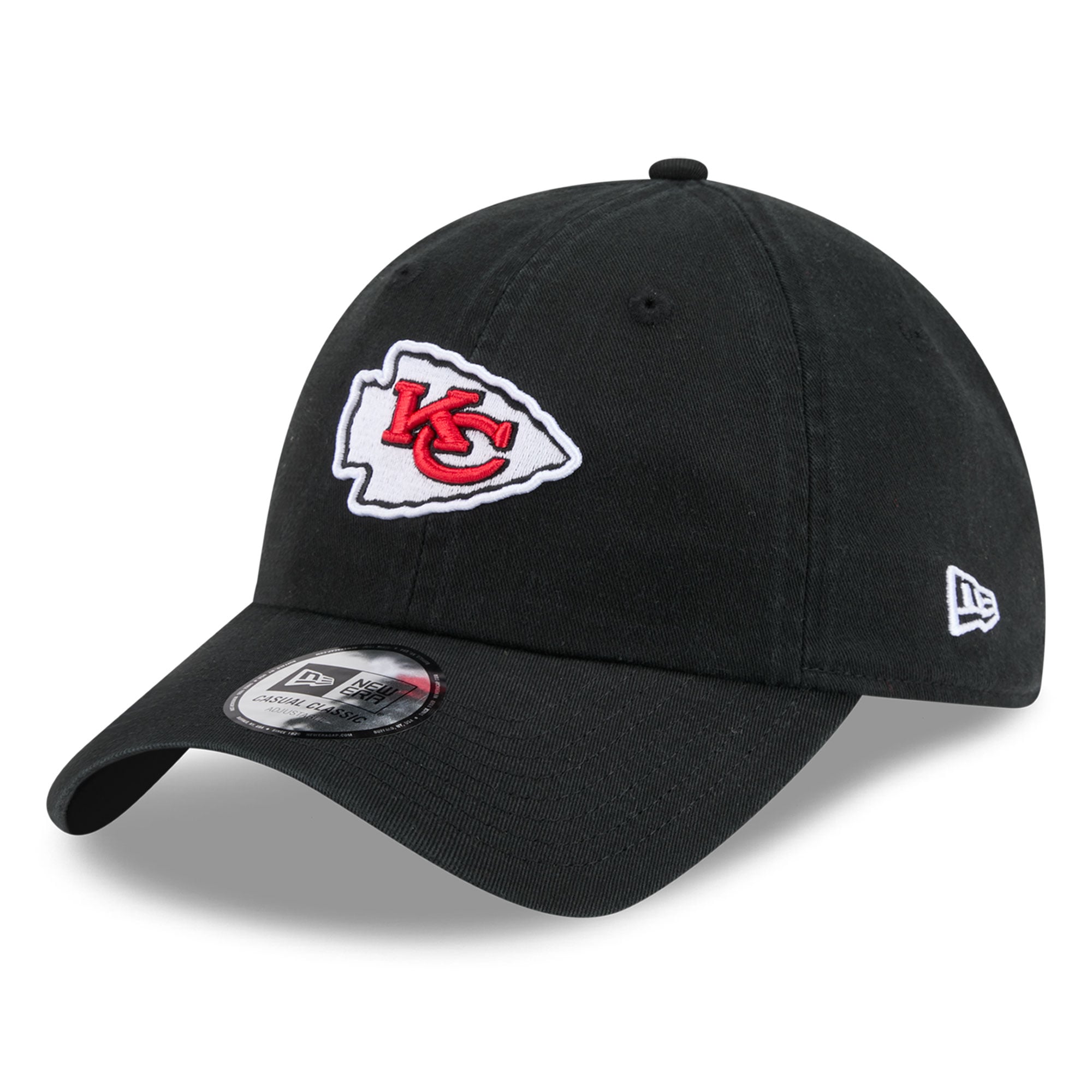 Casquette New Era noire pour femme, modèle rétro classique et décontractée des Kansas City Chiefs, ajustable