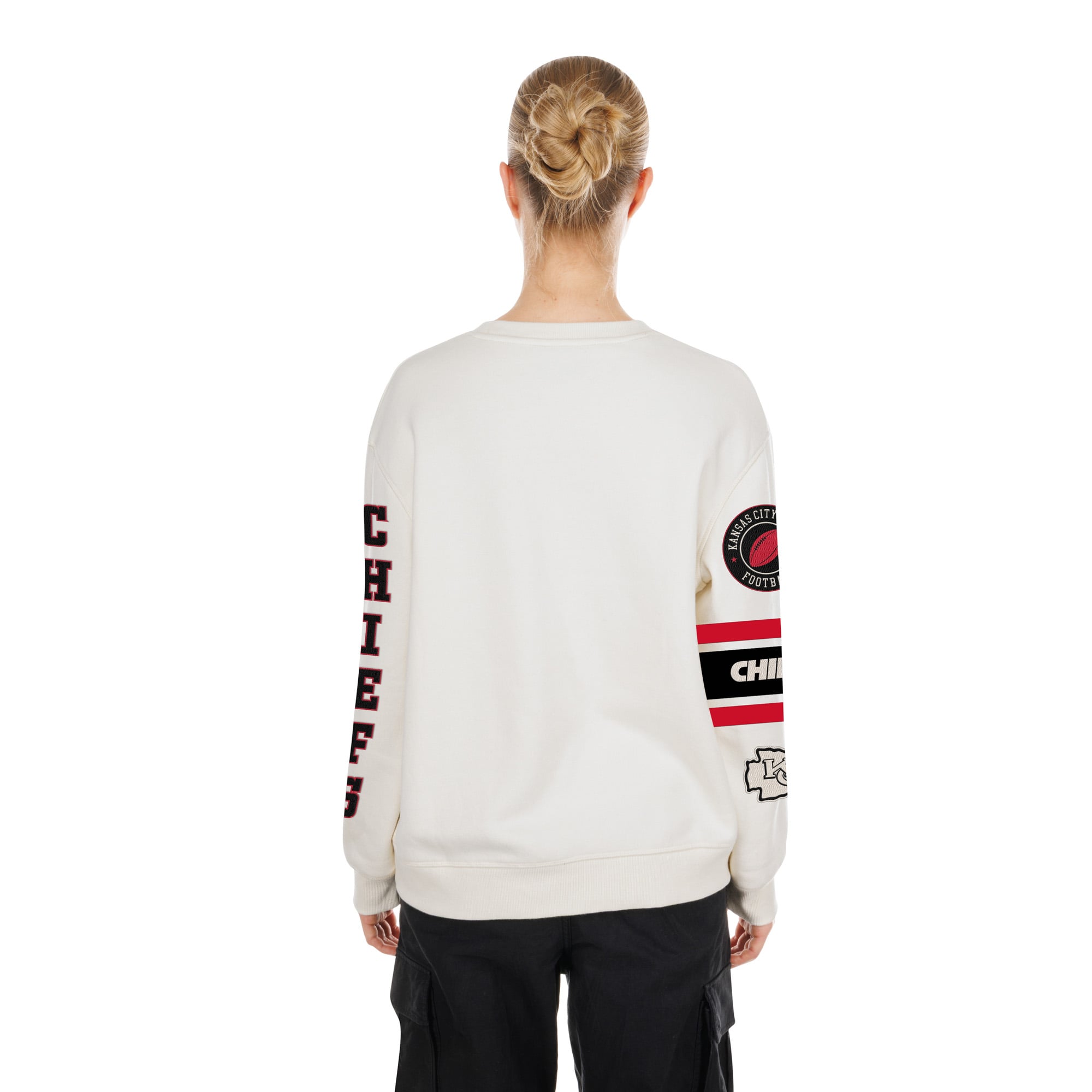 Sweat-shirt à col rond New Era crème Kansas City Chiefs pour femmes