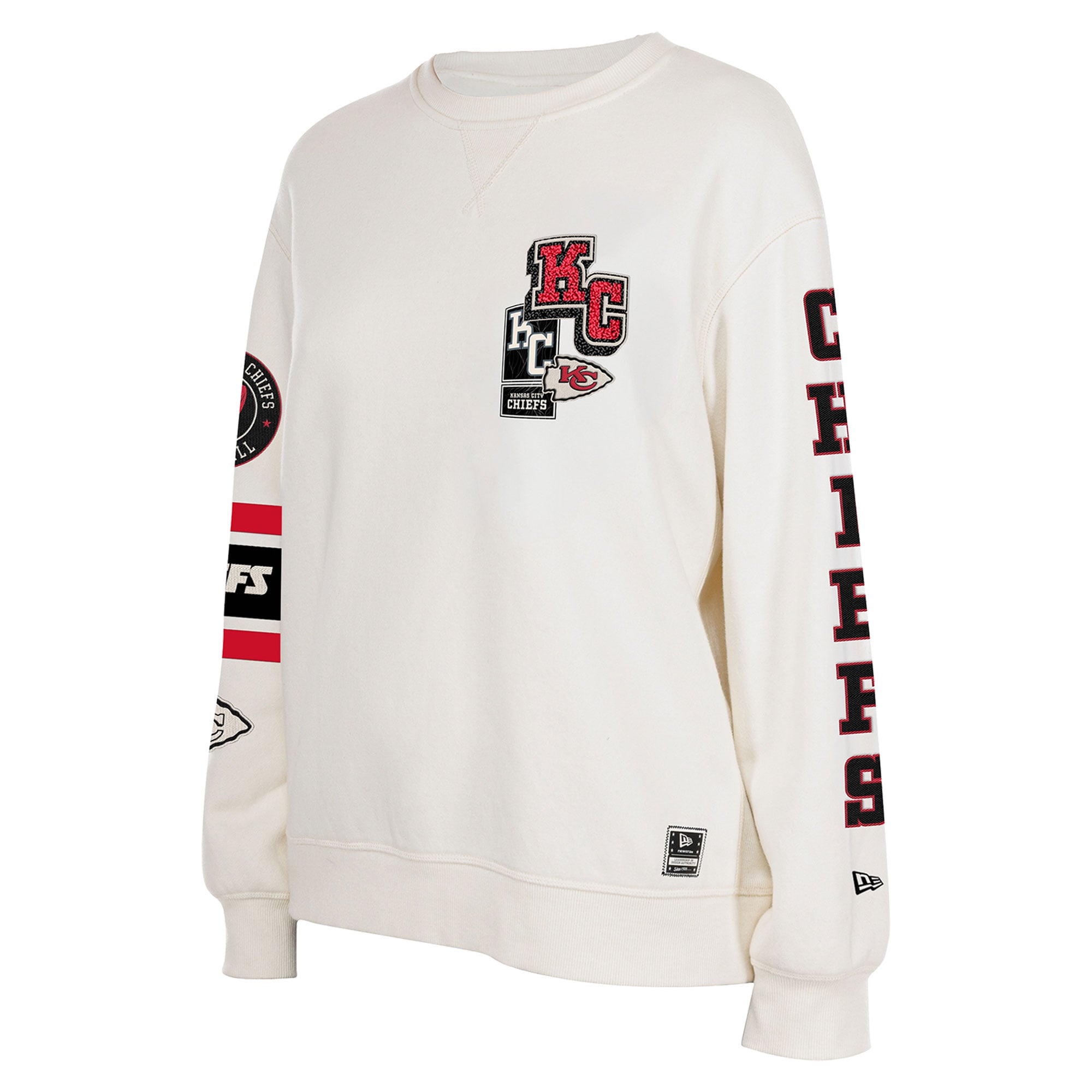 Sweat-shirt à col rond New Era crème Kansas City Chiefs pour femmes