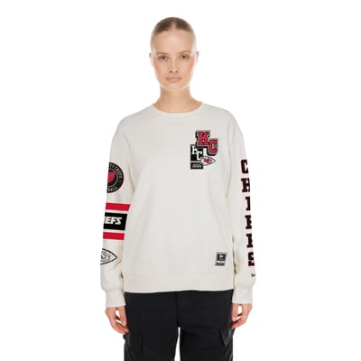  Kansas City Chiefs New Era Women's Academic Crewneck Sweatshirt - Cream