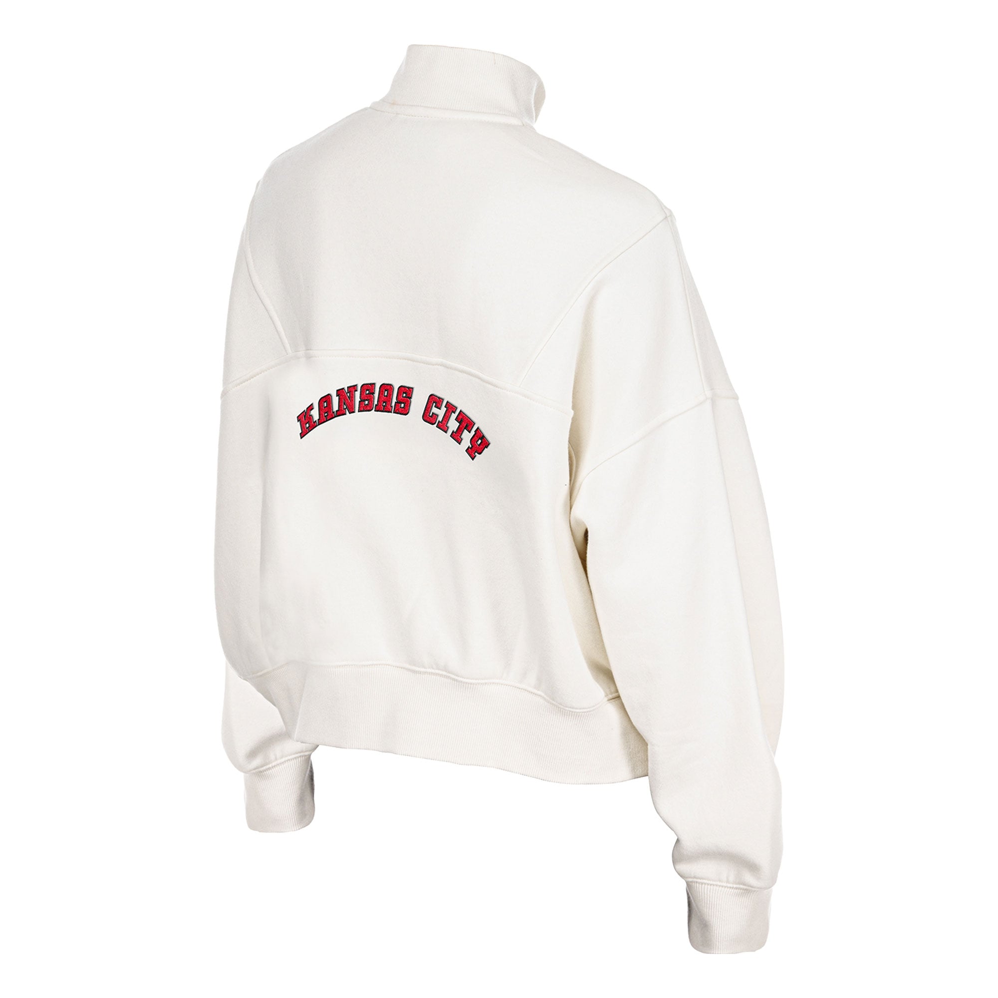 Pull à col zippé New Era crème Kansas City Chiefs pour femme