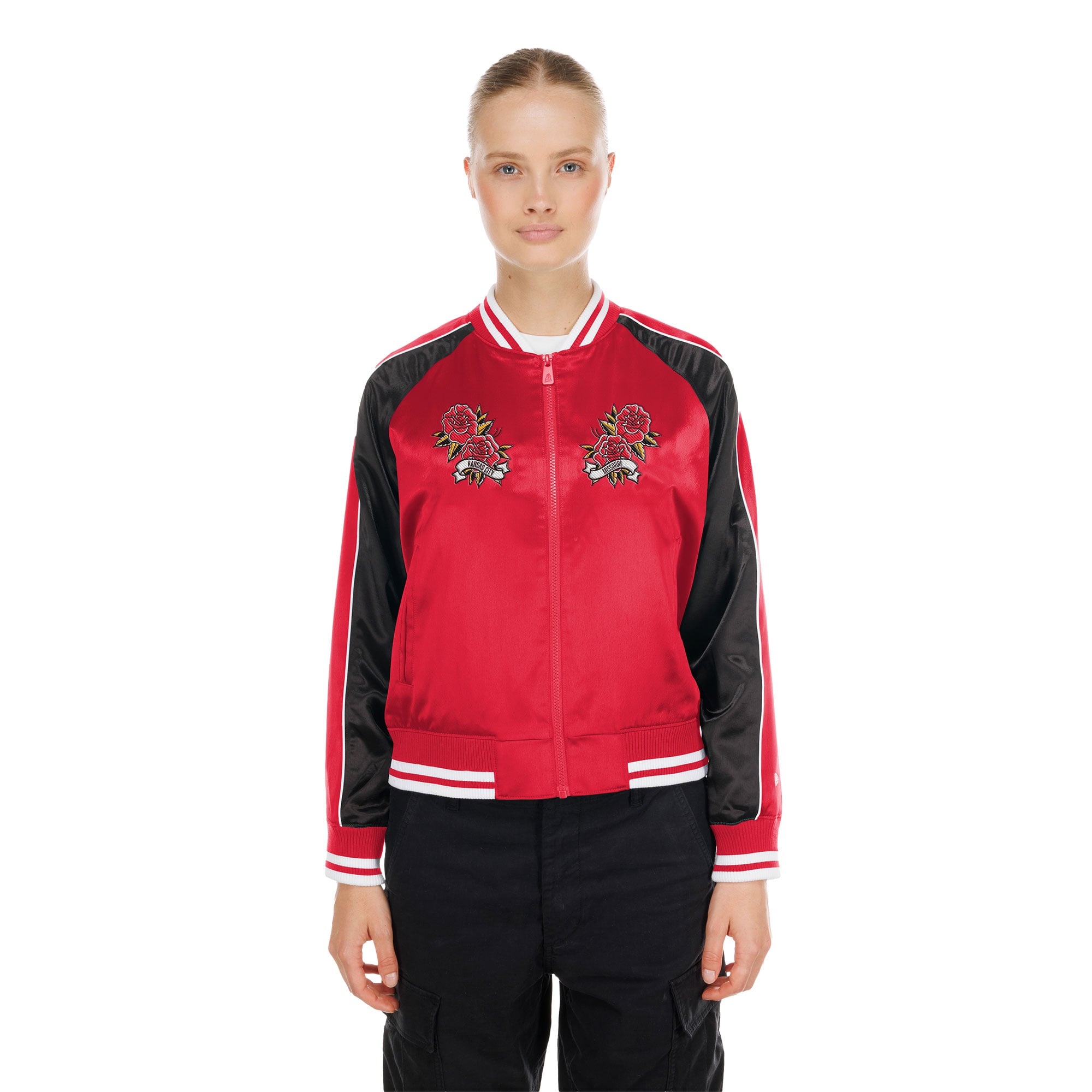 Veste en satin rouge Kansas City Chiefs pour femme, New Era