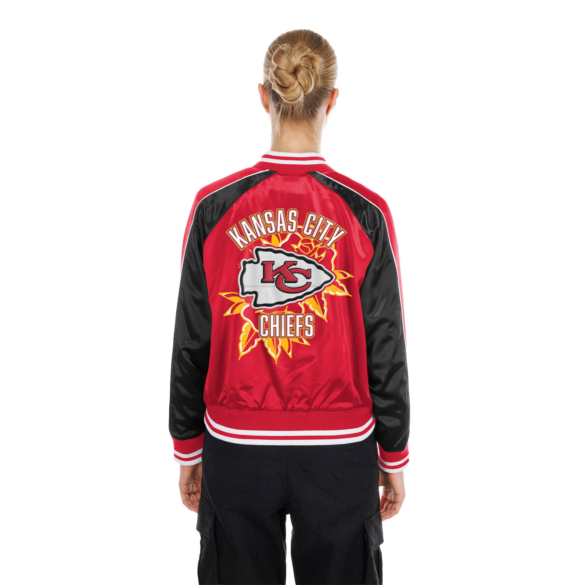 Veste en satin rouge Kansas City Chiefs pour femme, New Era