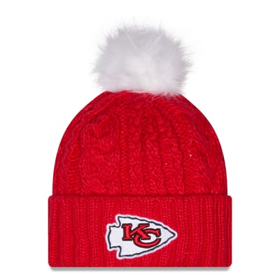 Kansas City Chiefs New Era Women's Single Cuffed Knit Hat with Pom - Red