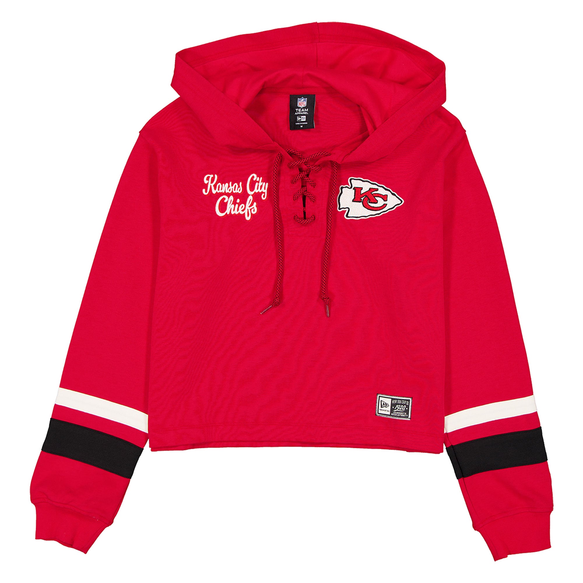 Sweat à capuche rétro lacets New Era rouge Kansas City Chiefs pour femme