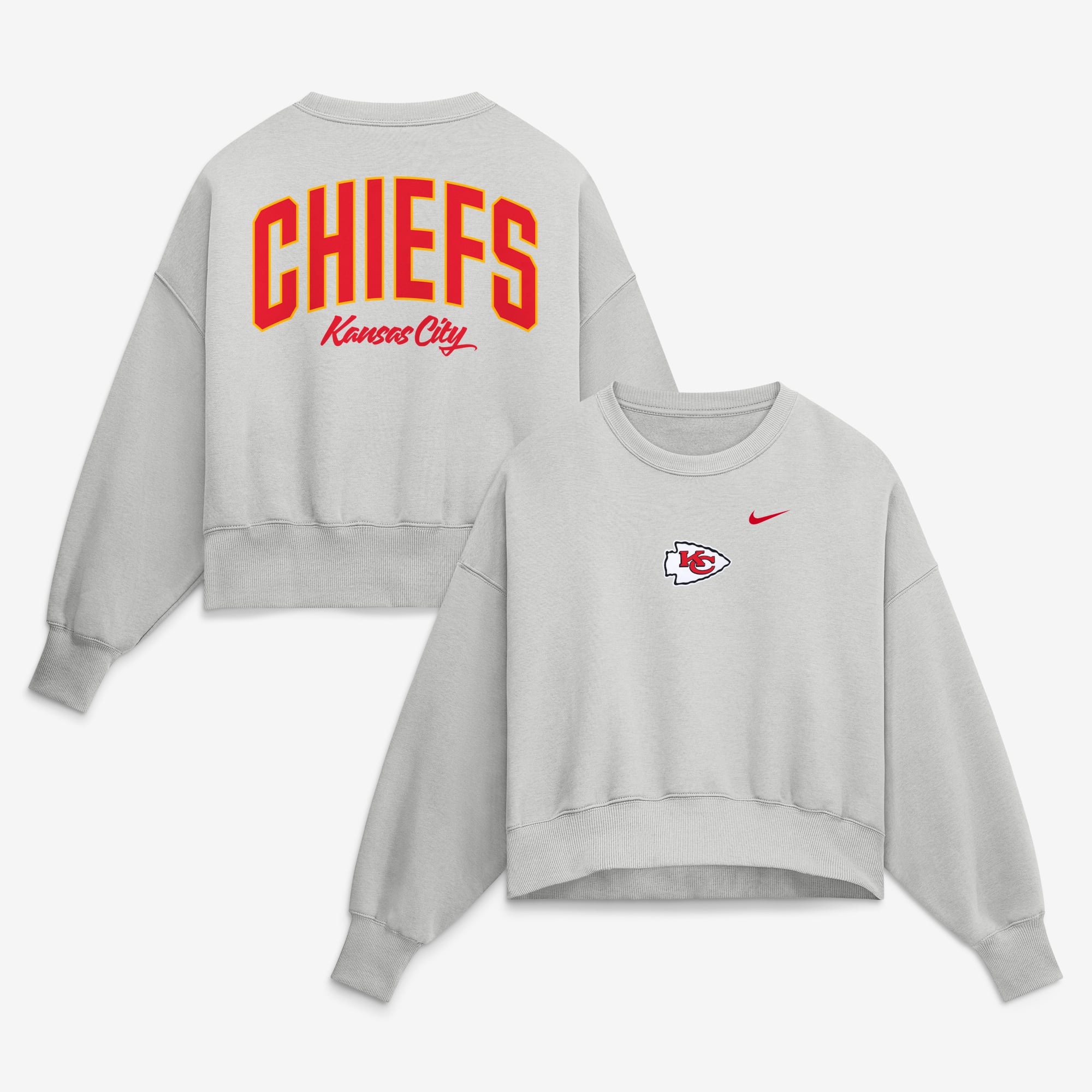 Women's Nike  Gray Kansas City Chiefs Oversized Primetime Phoenix Fleece Sweatshirt