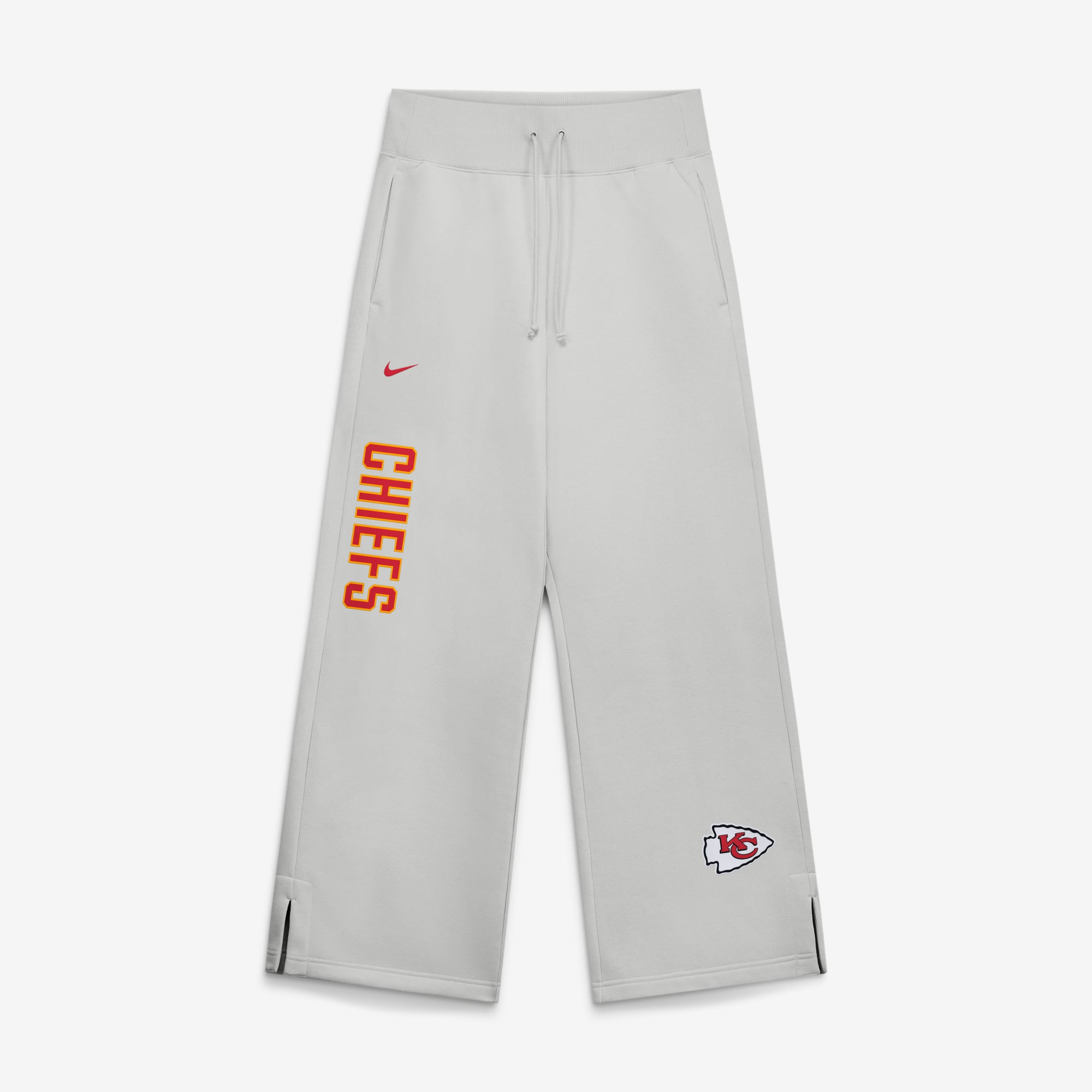 Pantalon de survêtement large en polaire Nike pour femme, modèle Primetime Phoenix des Kansas City Chiefs, gris.