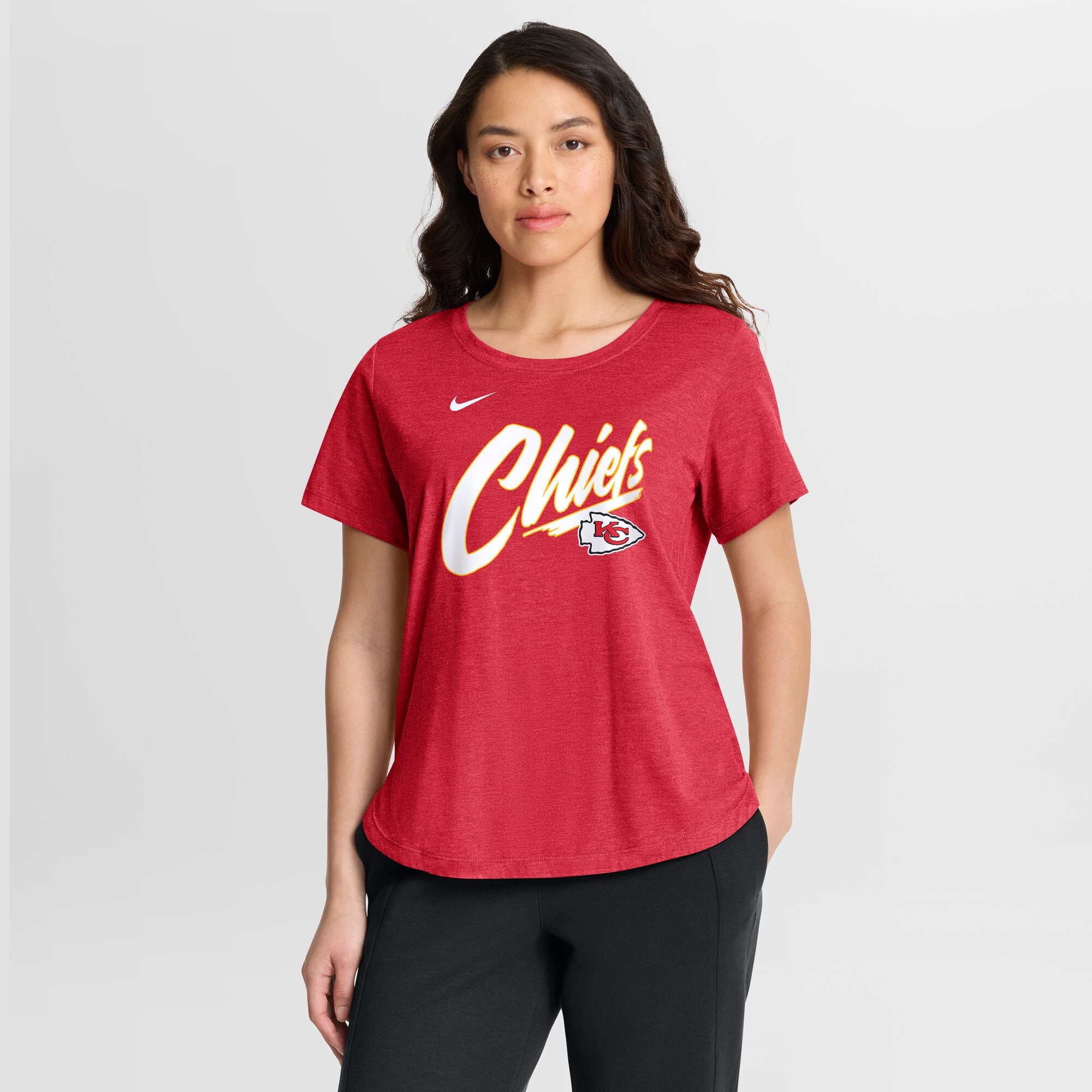 Women's Nike Heather Red Kansas City Chiefs Lockup Tri-Blend T-Shirt