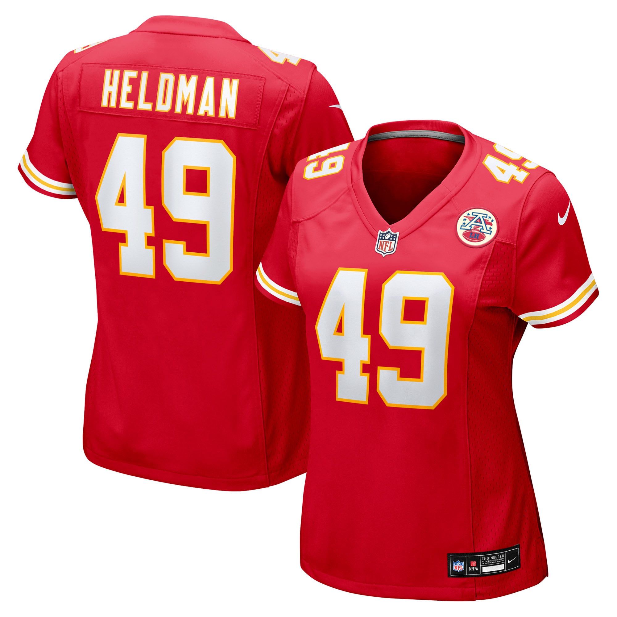 Maillot de match Nike Michael Heldman rouge des Chiefs Kansas City pour femmes