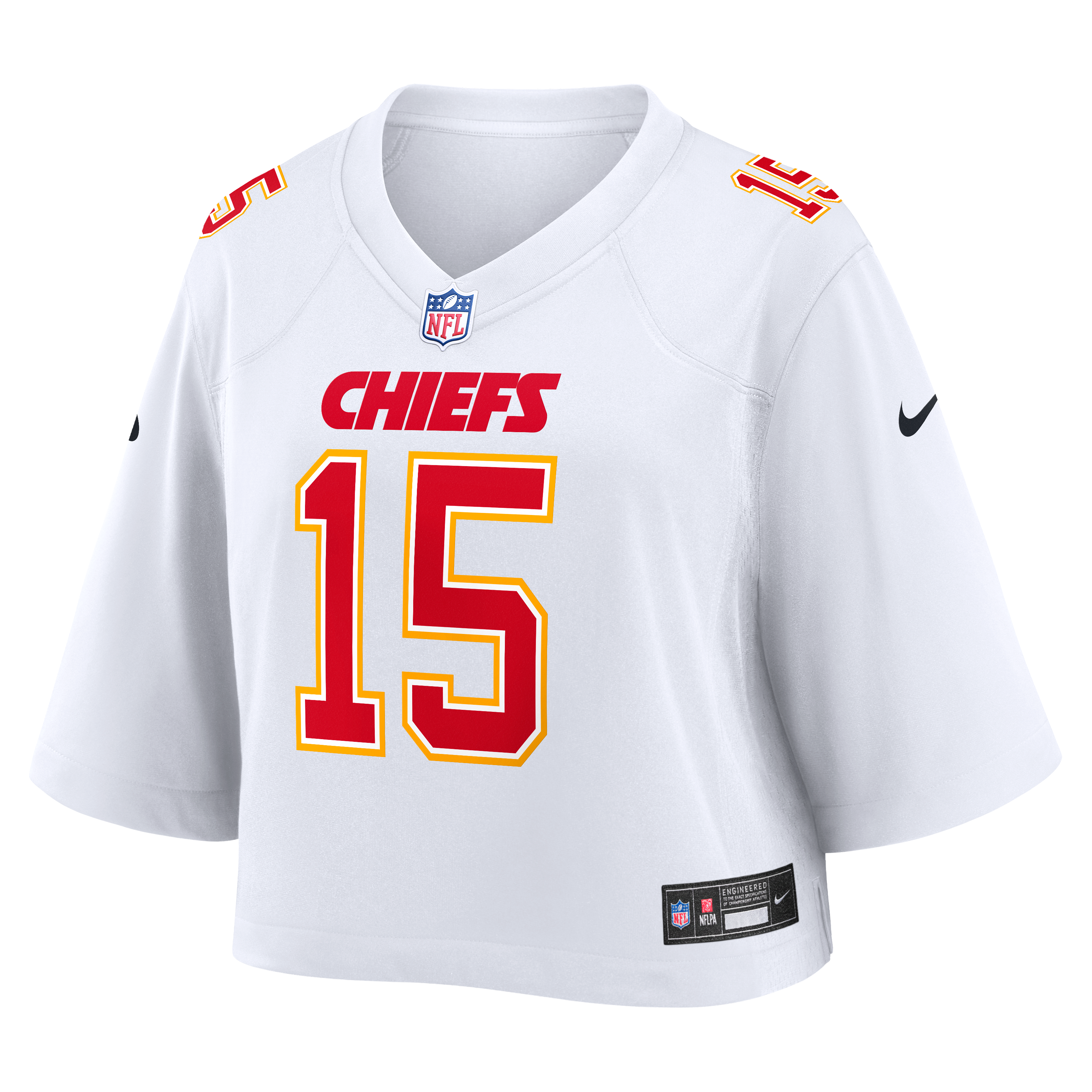 Maillot de match court Nike Patrick Mahomes blanc Kansas City Chiefs pour femme