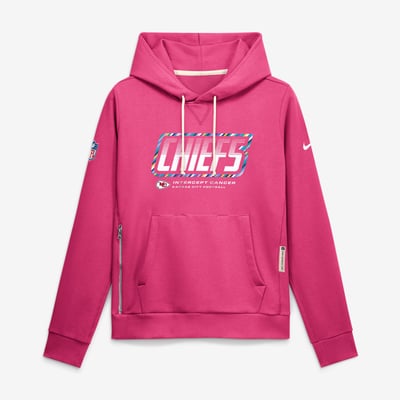 Sudadera con capucha Nike rosa para mujer de los Kansas City Chiefs de la NFL 2026 Crucial Catch Sideline Standard Issue Dri-FIT