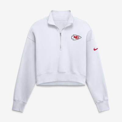 Sweat-shirt court à col zippé Nike Phoenix Fleece oversize pour femme des Kansas City Chiefs - Blanc