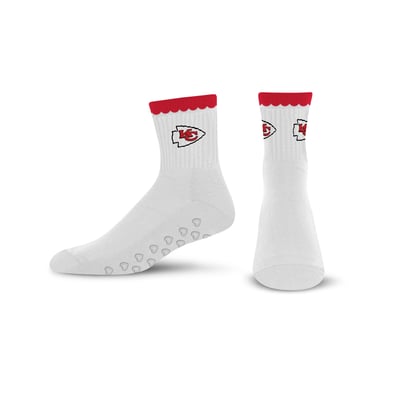  Kansas City Chiefs PRO Compression Women's Heartshape Grippers Yoga-Pilates Quarter Socks - White