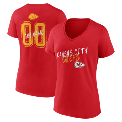 Kansas City Chiefs Women's Hustle Personalized Name & Number V-Neck T-Shirt - Red