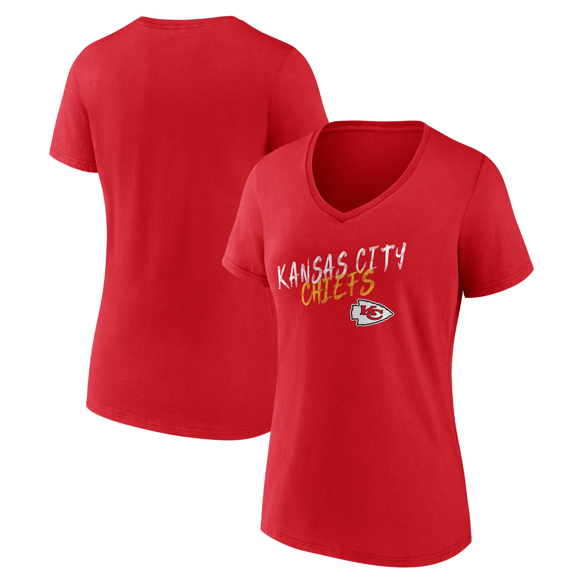 T-shirt à col en V rouge Kansas City Chiefs Hustle pour femmes