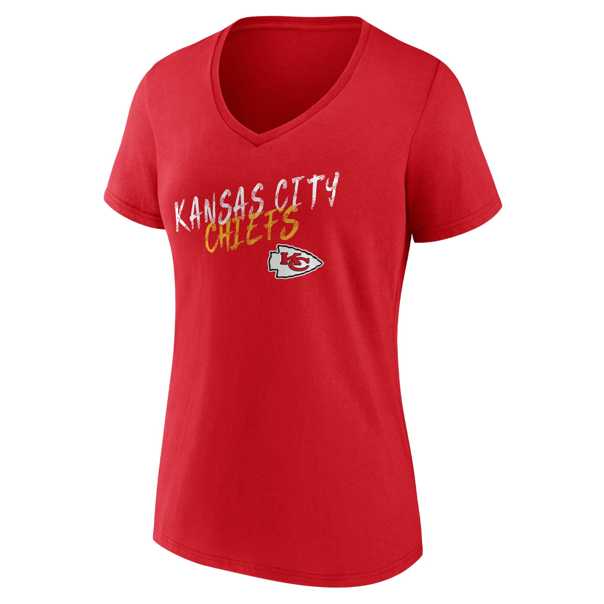 T-shirt à col en V rouge Kansas City Chiefs Hustle pour femmes