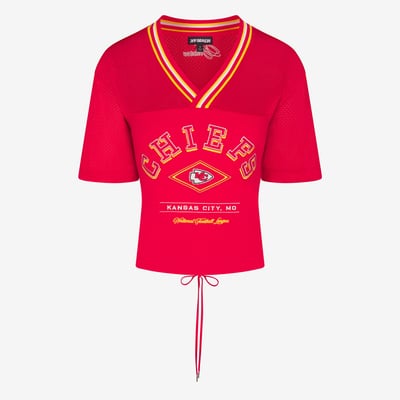 Kansas City Chiefs Off Season Women's Lace-Back V-Neck T-Shirt - Red