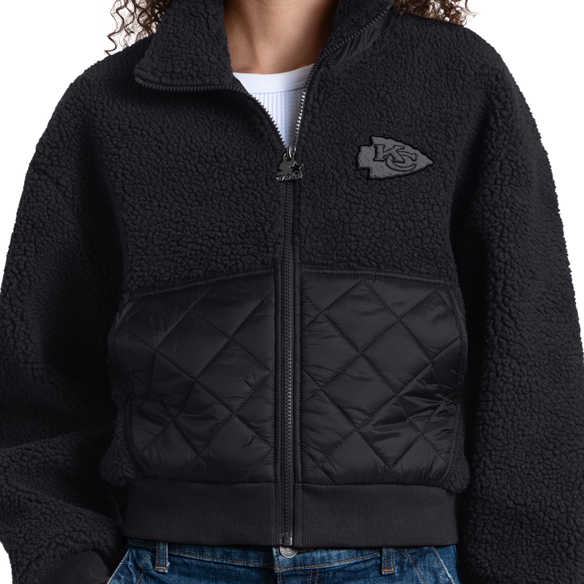 Women's Starter Black Kansas City Chiefs Journeyman Sherpa Full-Zip Jacket