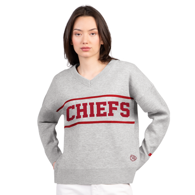 Kansas City Chiefs Starter Women's Best Shot V-Neck Sweater - Gray