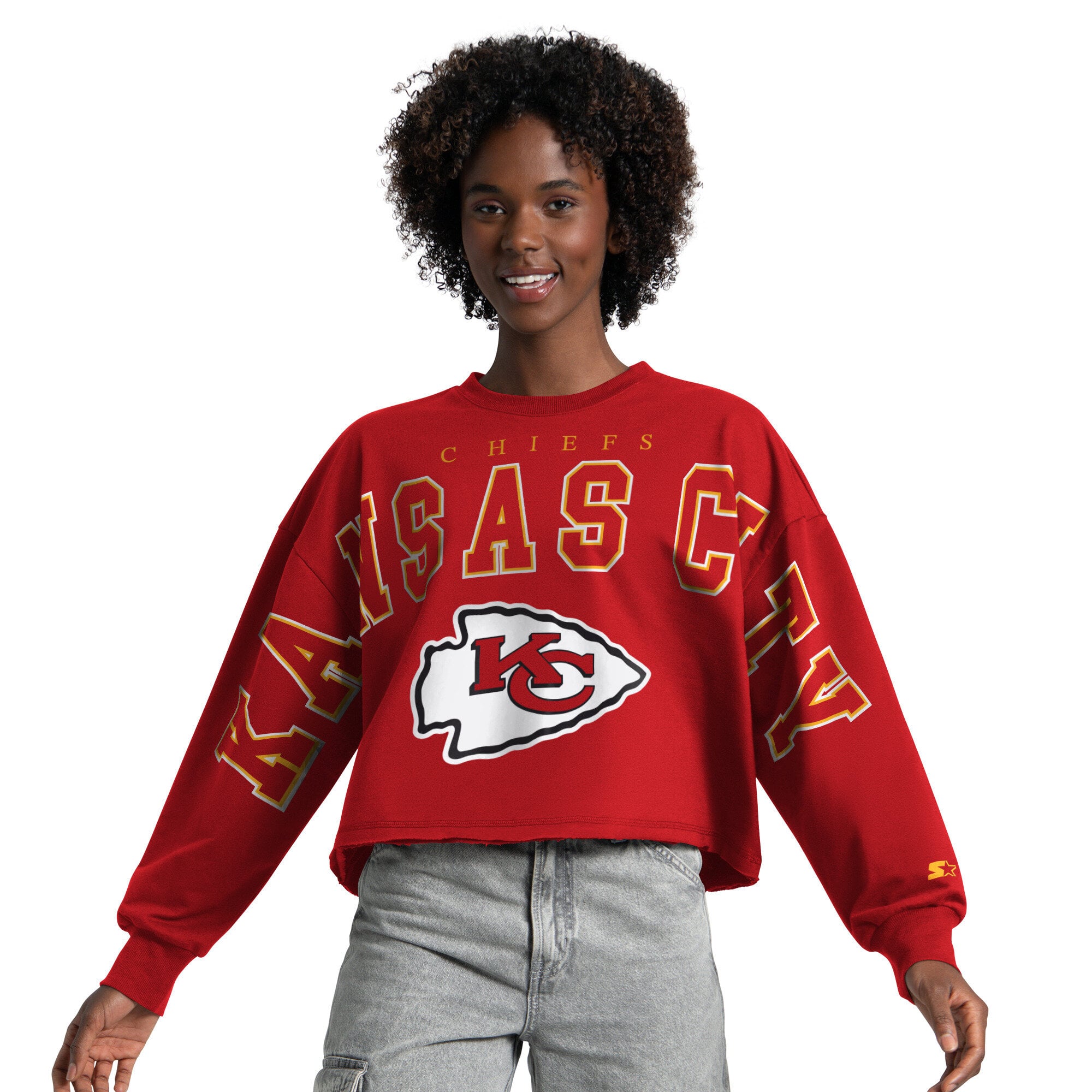 Sweat-shirt court Starter rouge Kansas City Chiefs pour femmes