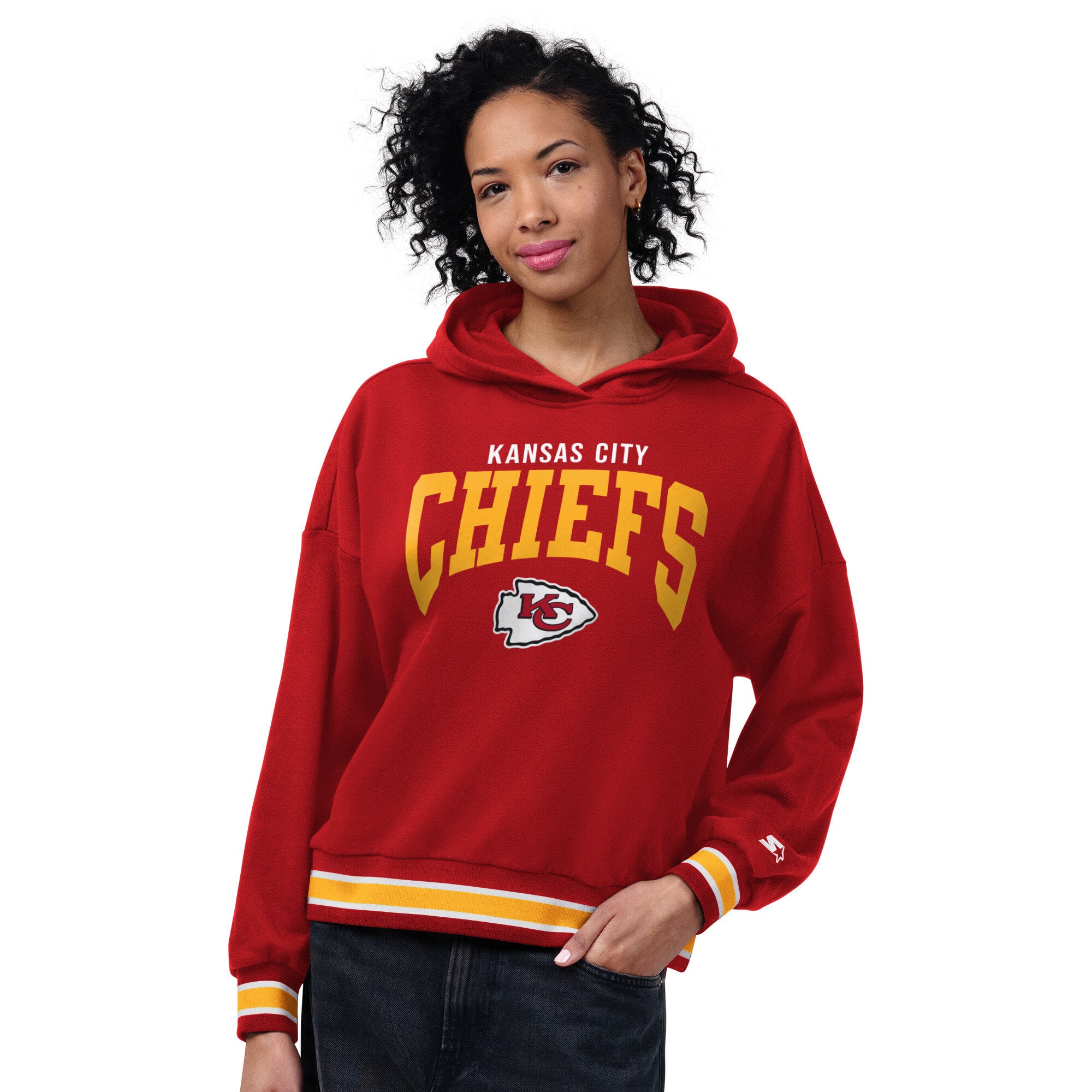Sweat à capuche Starter rouge Kansas City Chiefs Home Plate pour femmes