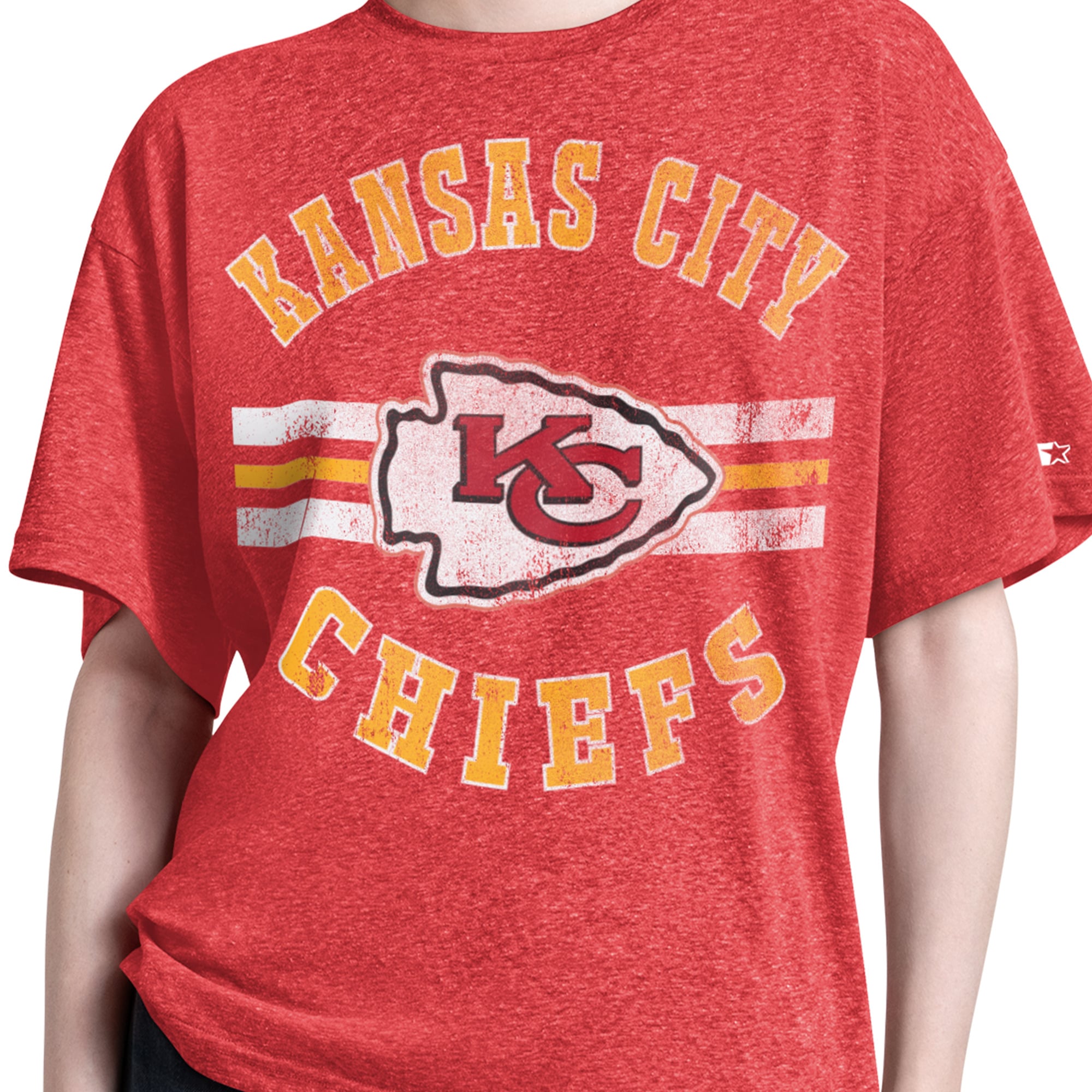 Women's Starter  Red Kansas City Chiefs Jump Shot Boyfriend Tri-Blend T-Shirt