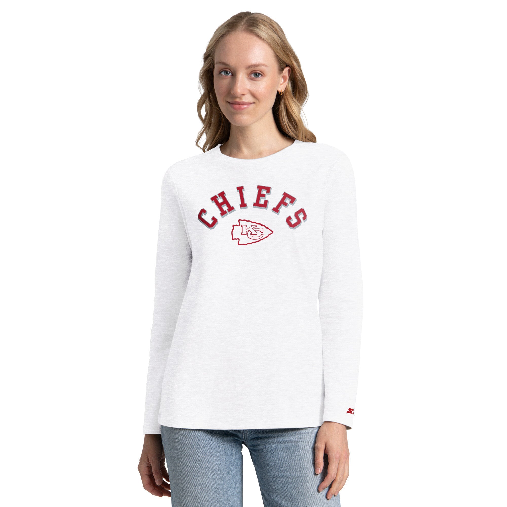 Pack de t-shirts à manches courtes et longues Starter rouge/gris pour femmes, Kansas City Chiefs