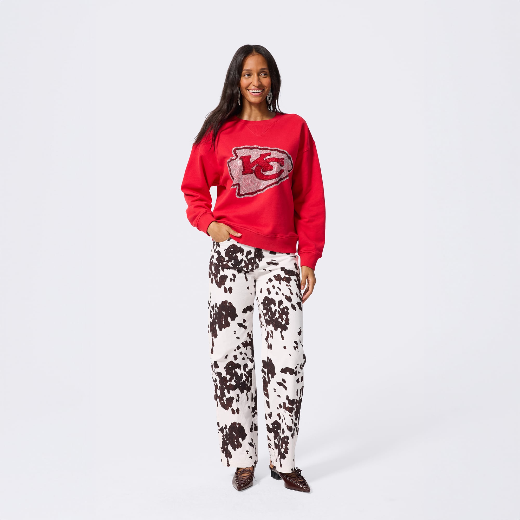 Sweat-shirt à capuche Terez rouge pour femme, logo en pierre précieuse des Kansas City Chiefs