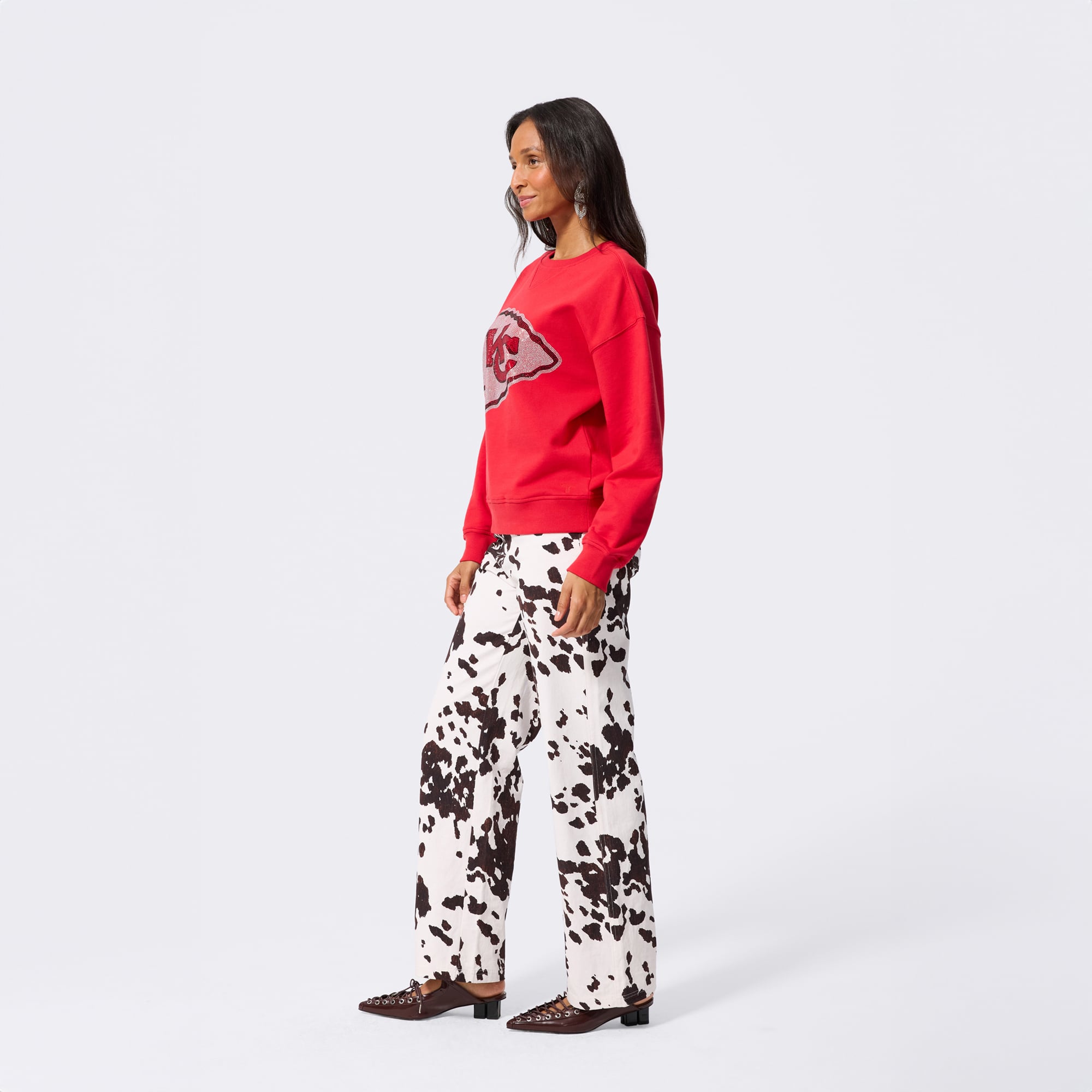 Sweat-shirt à capuche Terez rouge pour femme, logo en pierre précieuse des Kansas City Chiefs