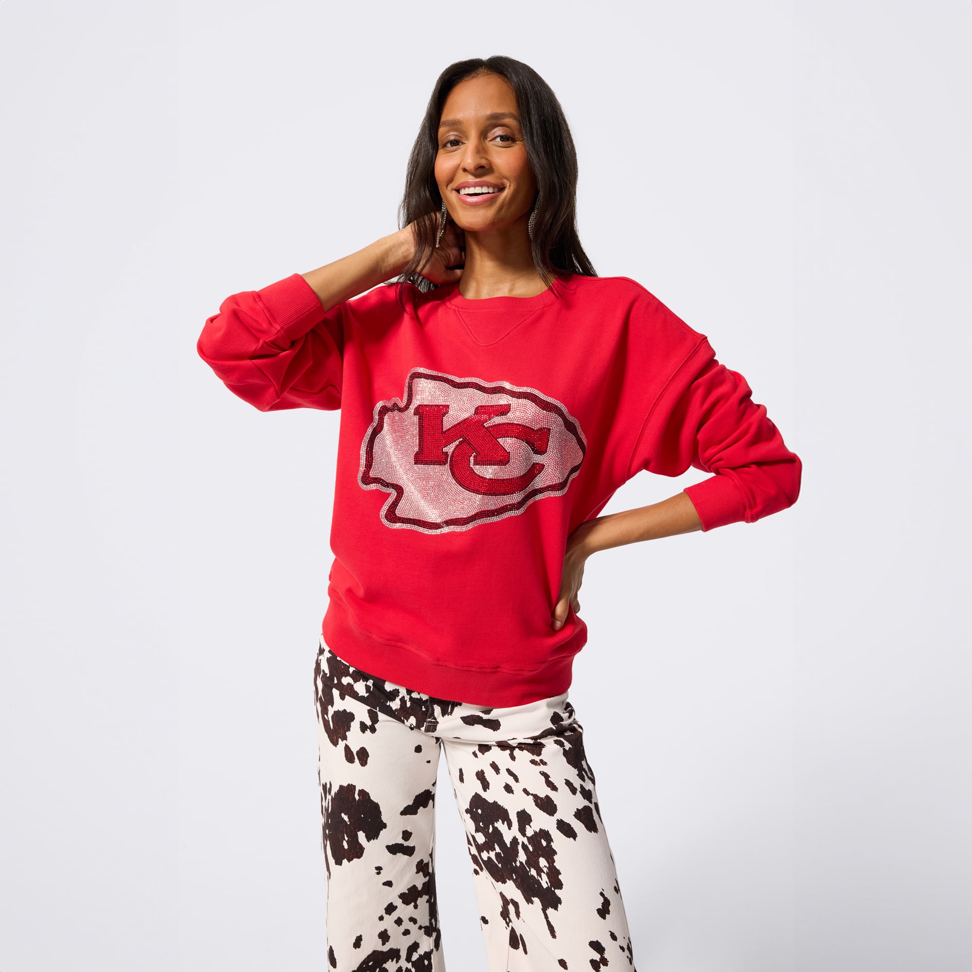 Sweat-shirt à capuche Terez rouge pour femme, logo en pierre précieuse des Kansas City Chiefs