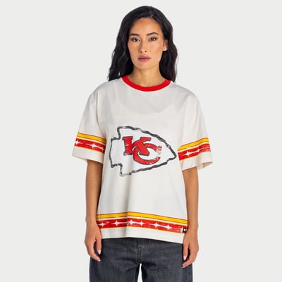  Kansas City Chiefs The Wild Collective Women's Oversized Established Boyfriend T-Shirt - Cream