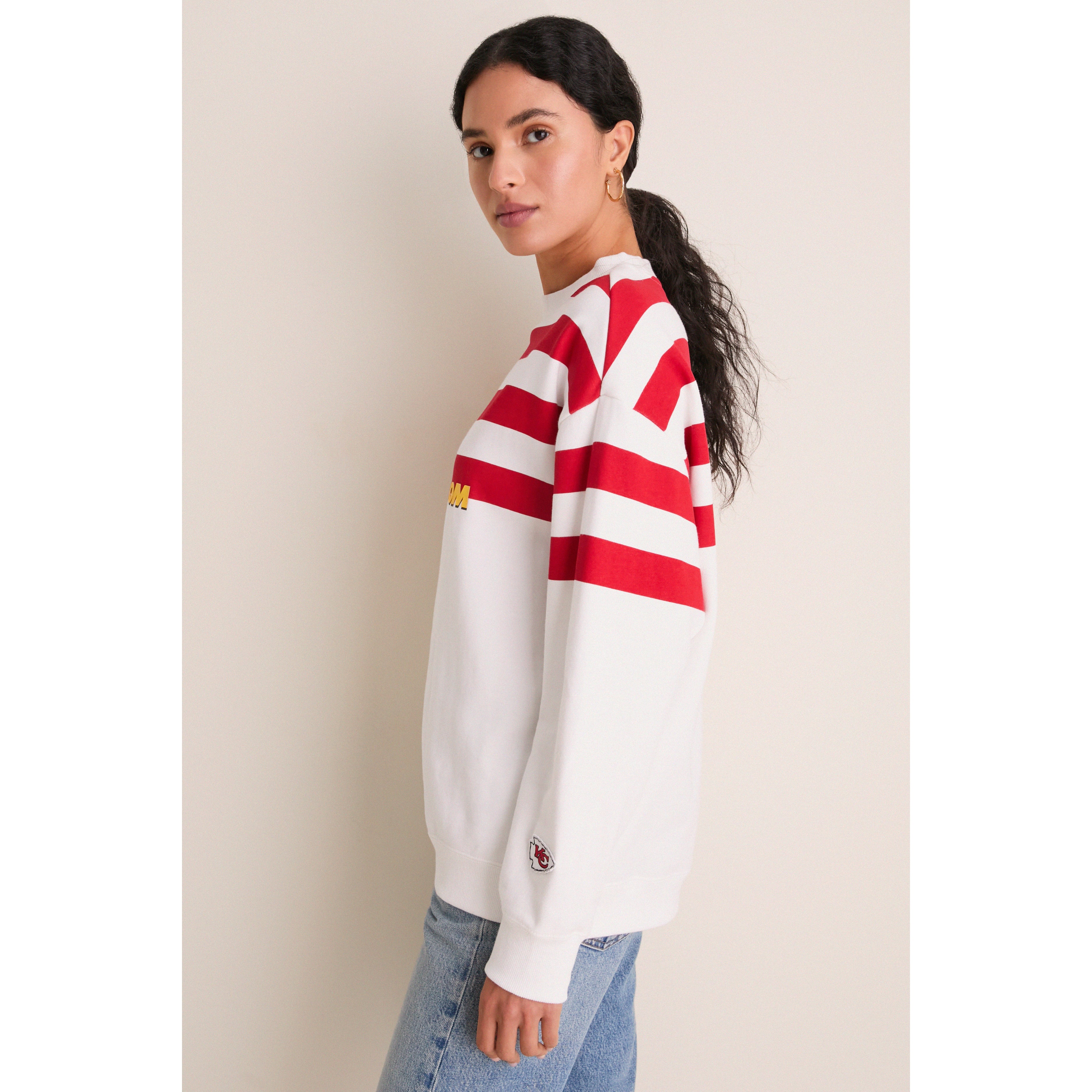Sweat-shirt rayé blanc et rouge Tuckernuck pour femme