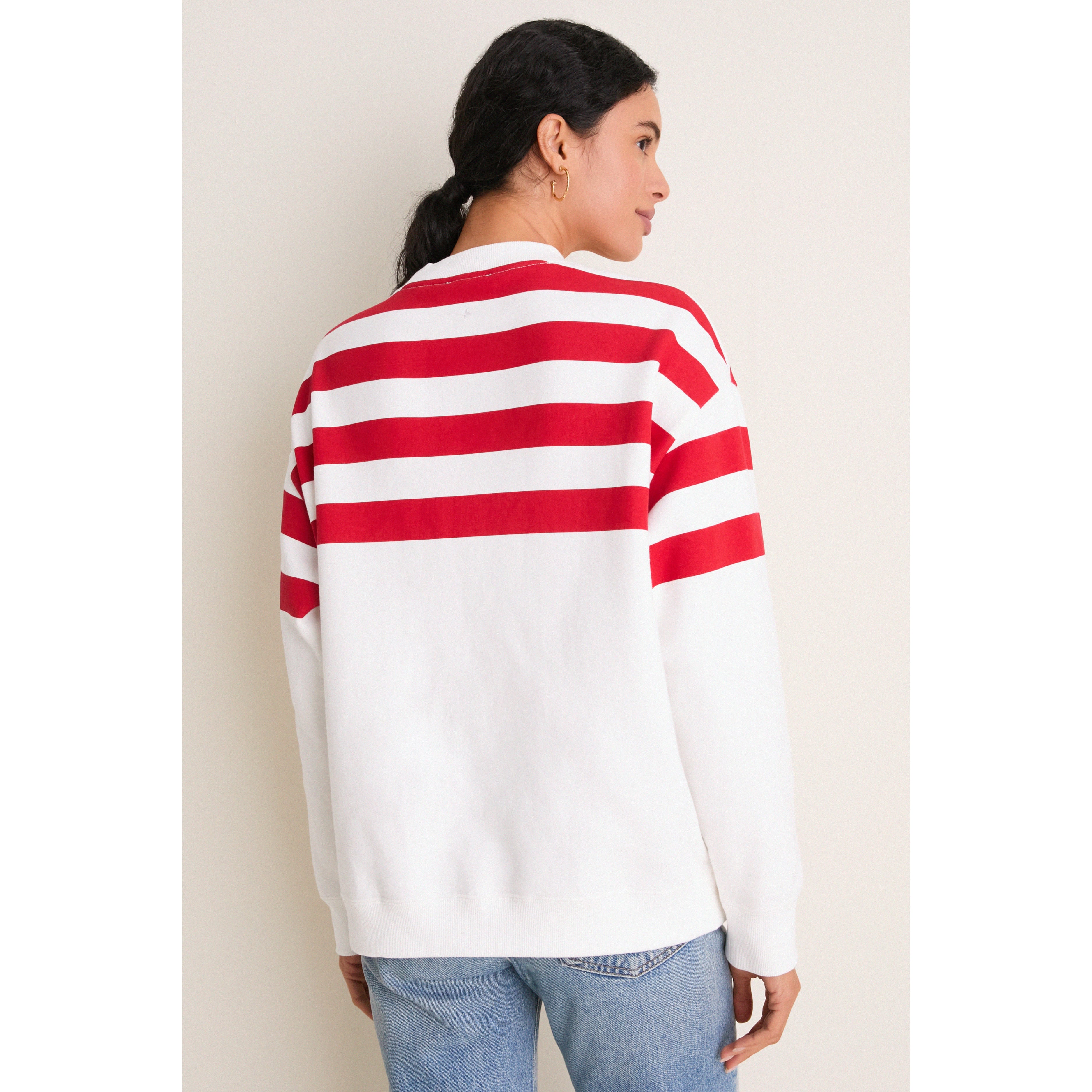 Sweat-shirt rayé blanc et rouge Tuckernuck pour femme