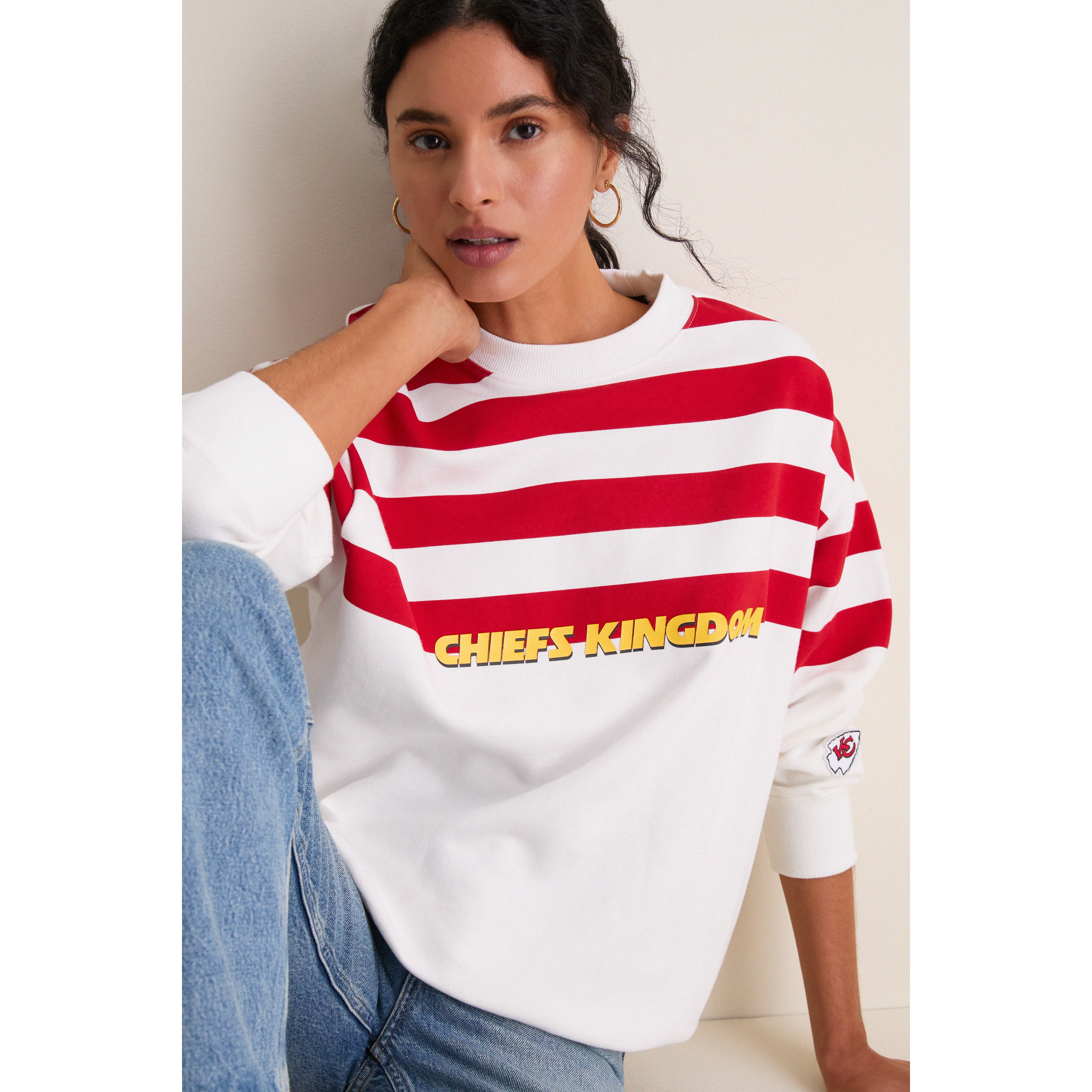 Sweat-shirt rayé blanc et rouge Tuckernuck pour femme