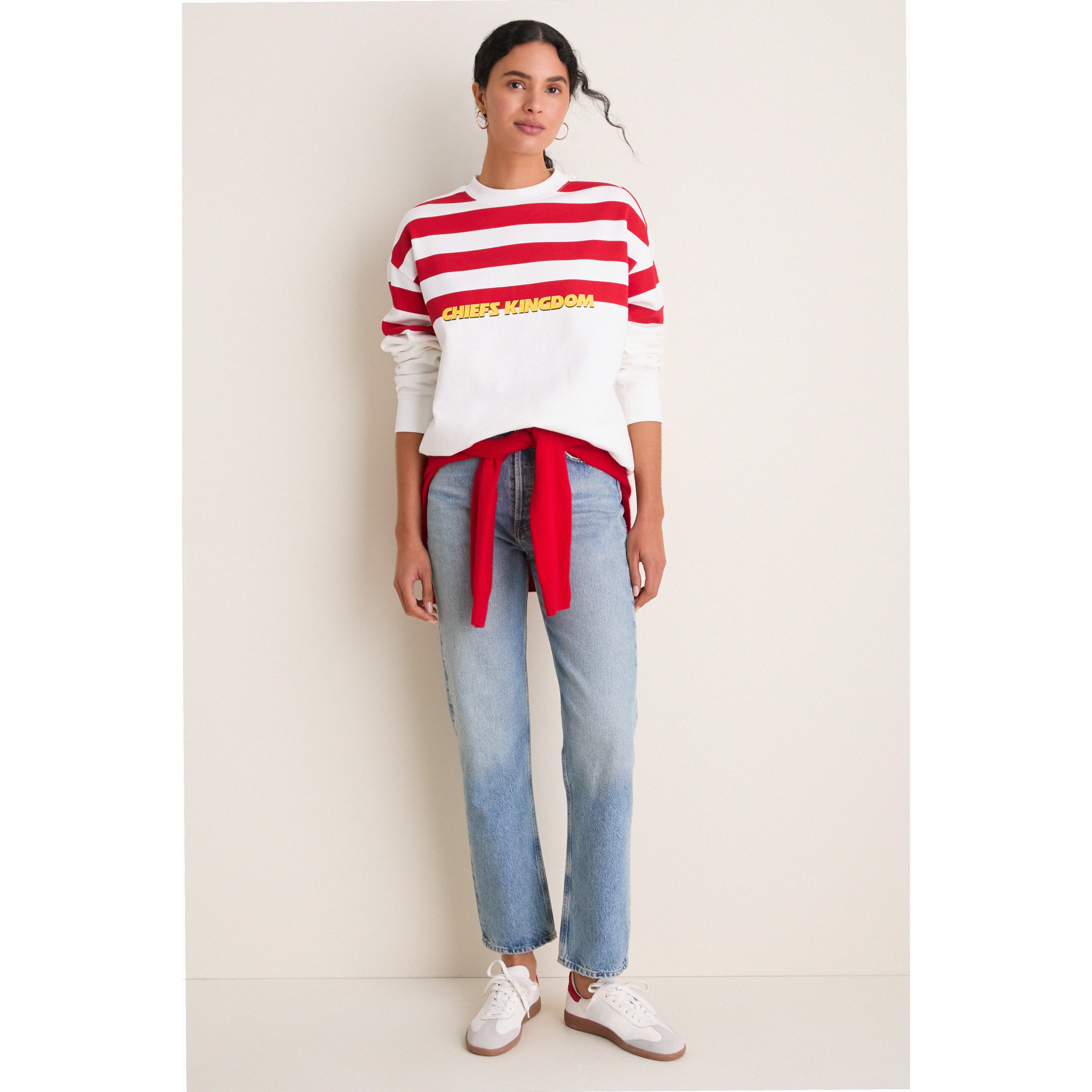 Sweat-shirt rayé blanc et rouge Tuckernuck pour femme