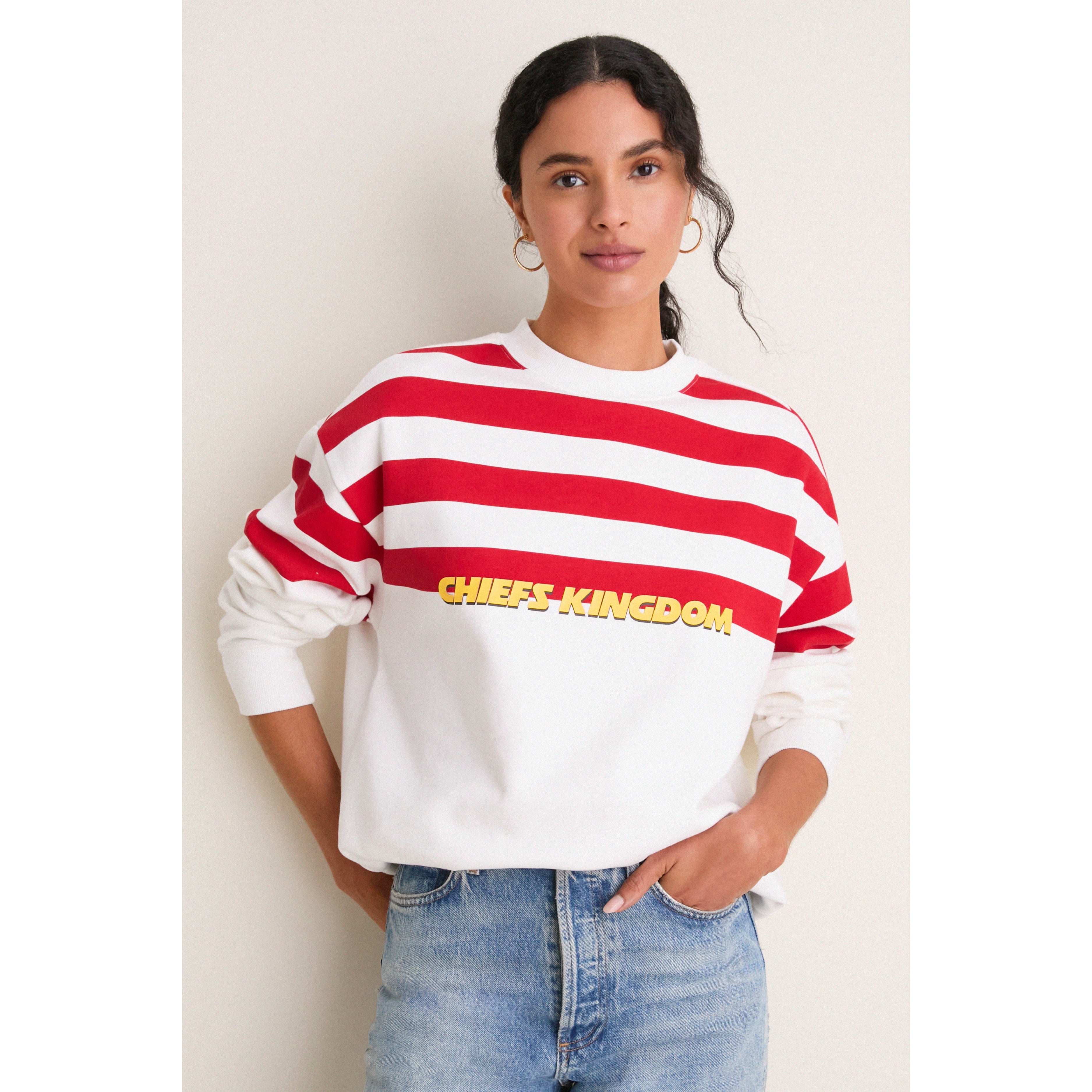 Sweat-shirt rayé blanc et rouge Tuckernuck pour femme