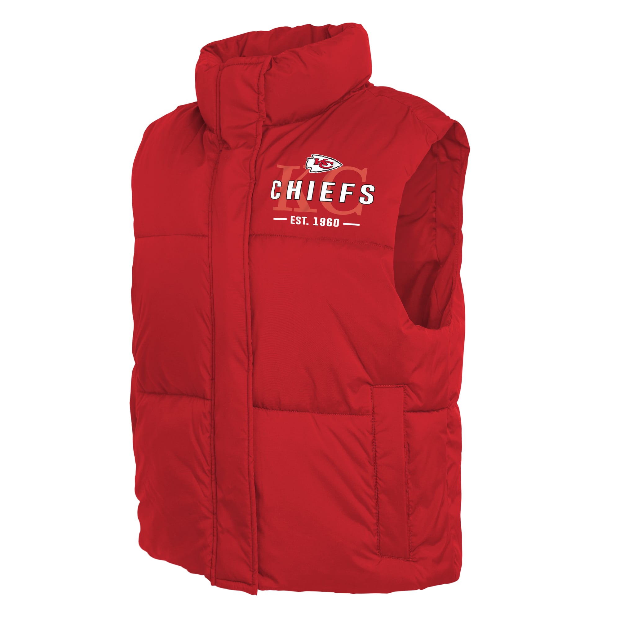 Gilet sans manches court zippé rouge Kansas City Chiefs de la marque WEAR by Erin Andrews pour femmes