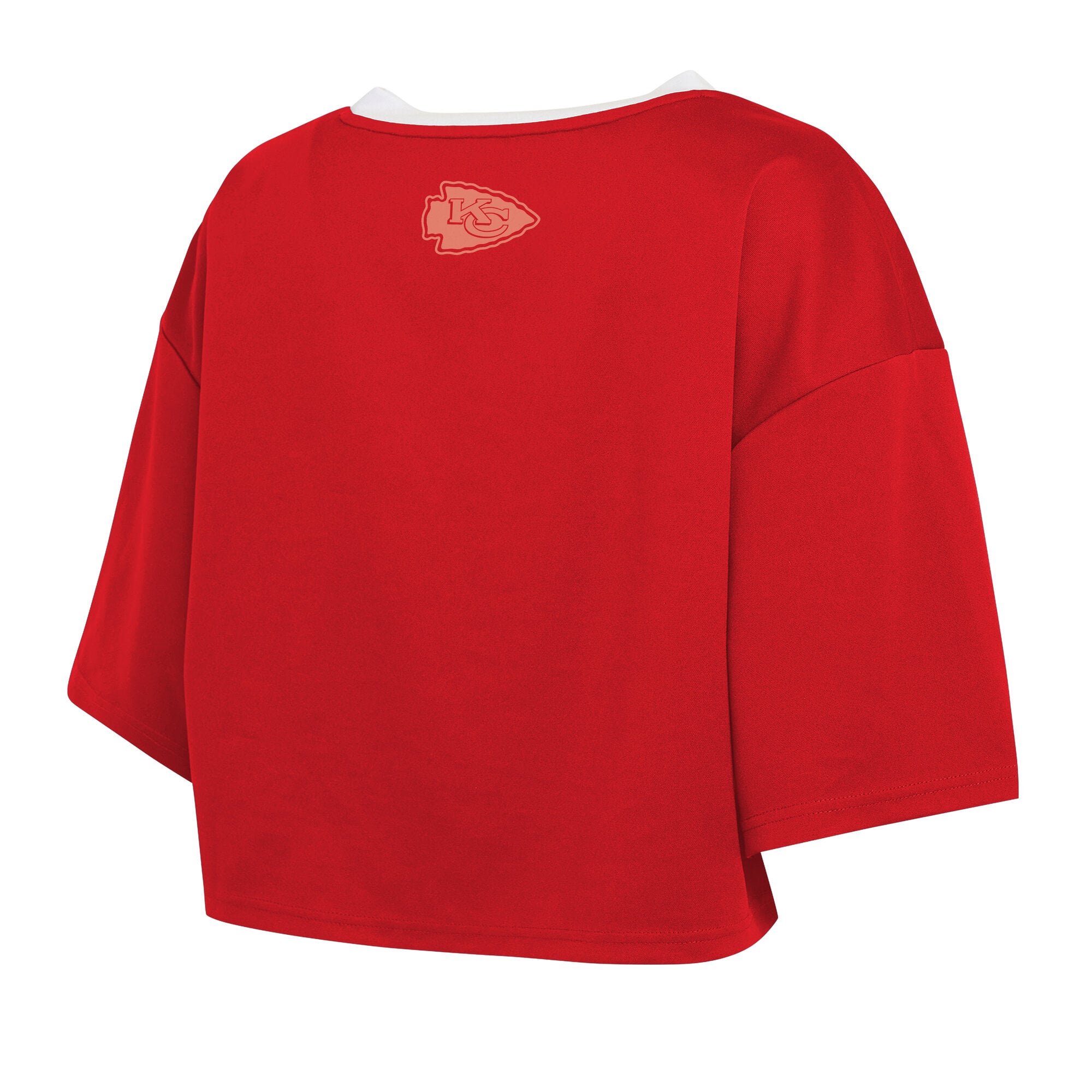 Women's WEAR by Erin Andrews Red Kansas City Chiefs Cropped V-Neck Jersey T-Shirt