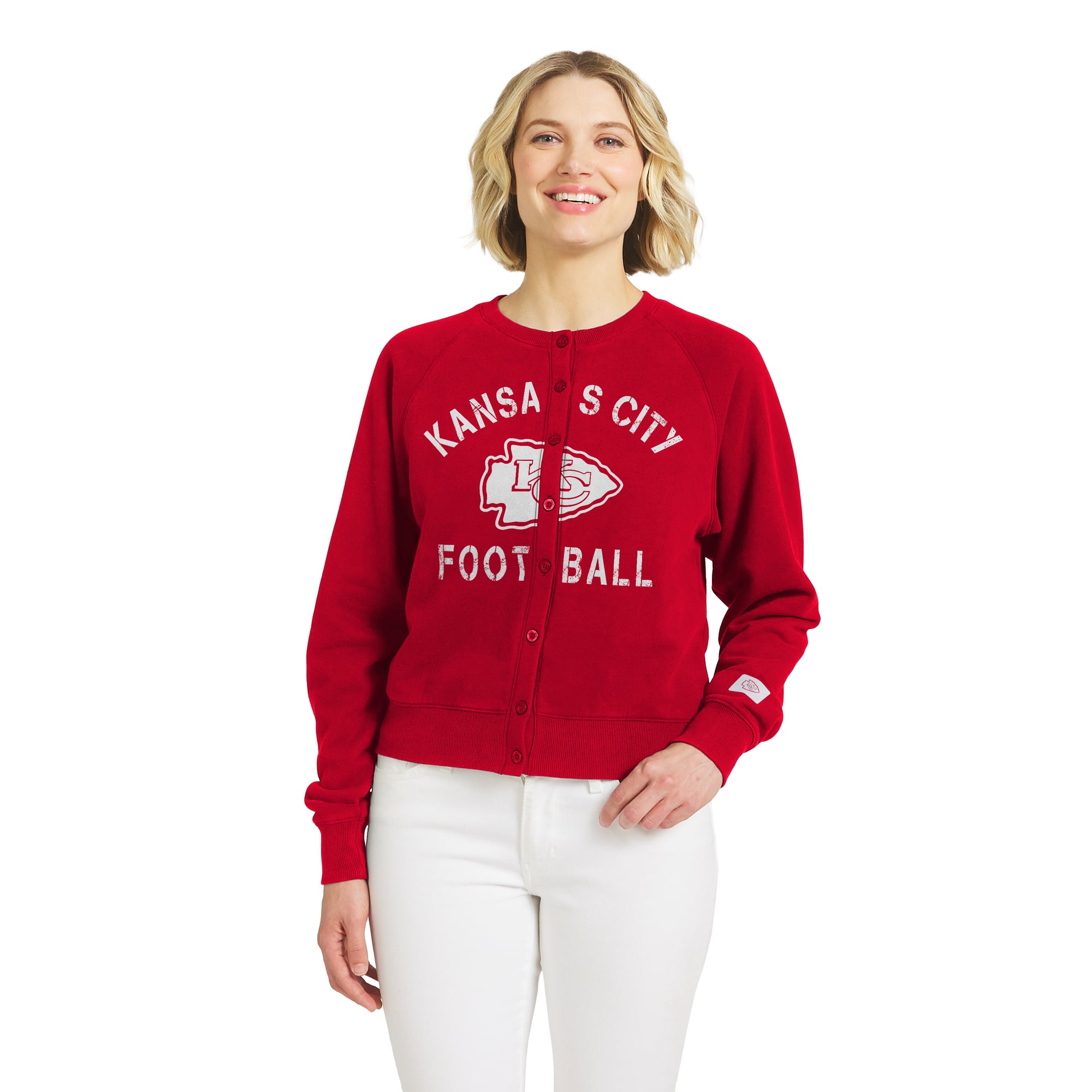 Gilet cardigan rouge chiné Kansas City Chiefs pour femme de la marque WEAR by Erin Andrews